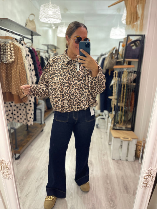 Chaqueta efecto ante animal print