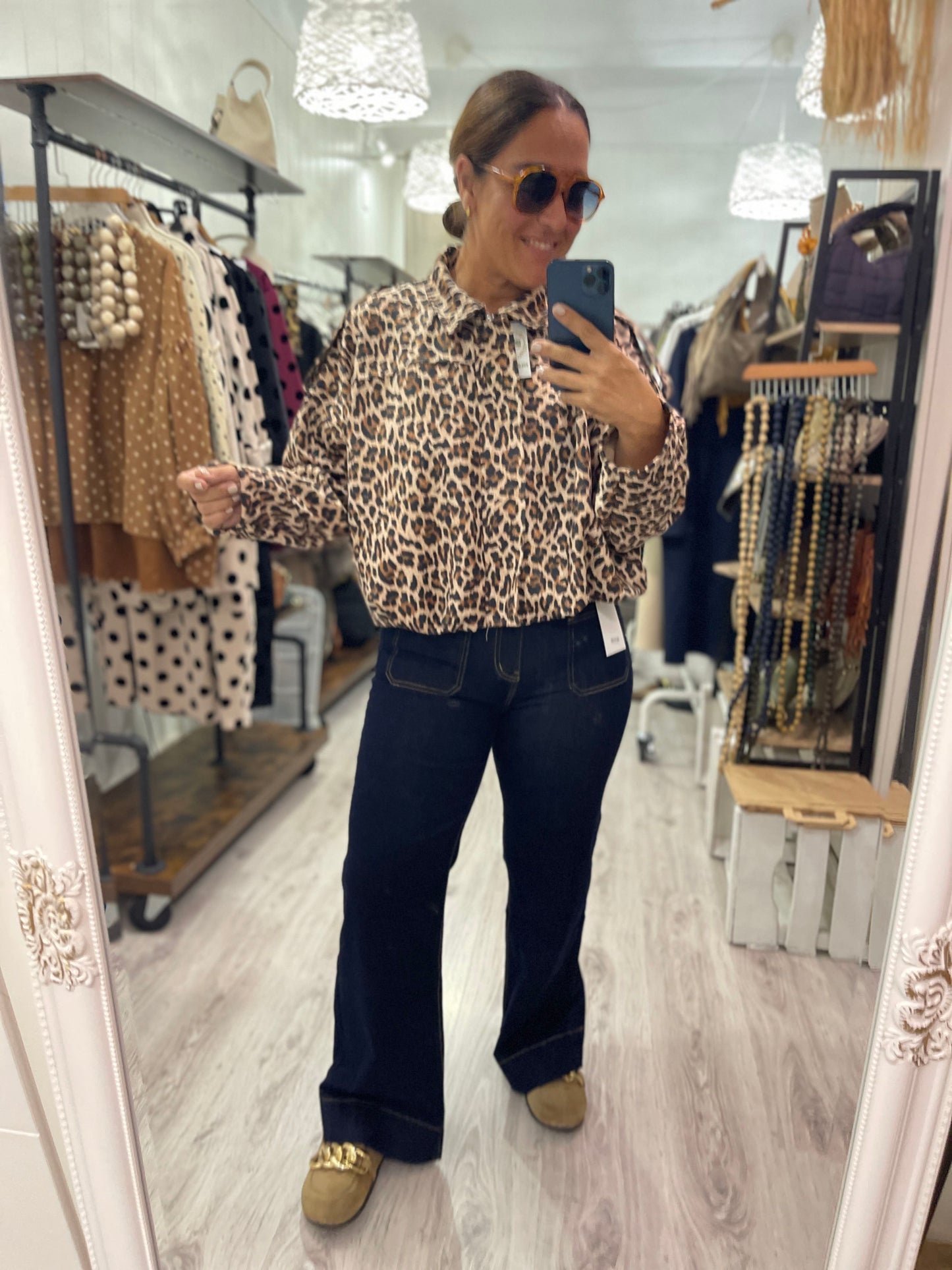 Chaqueta efecto ante animal print