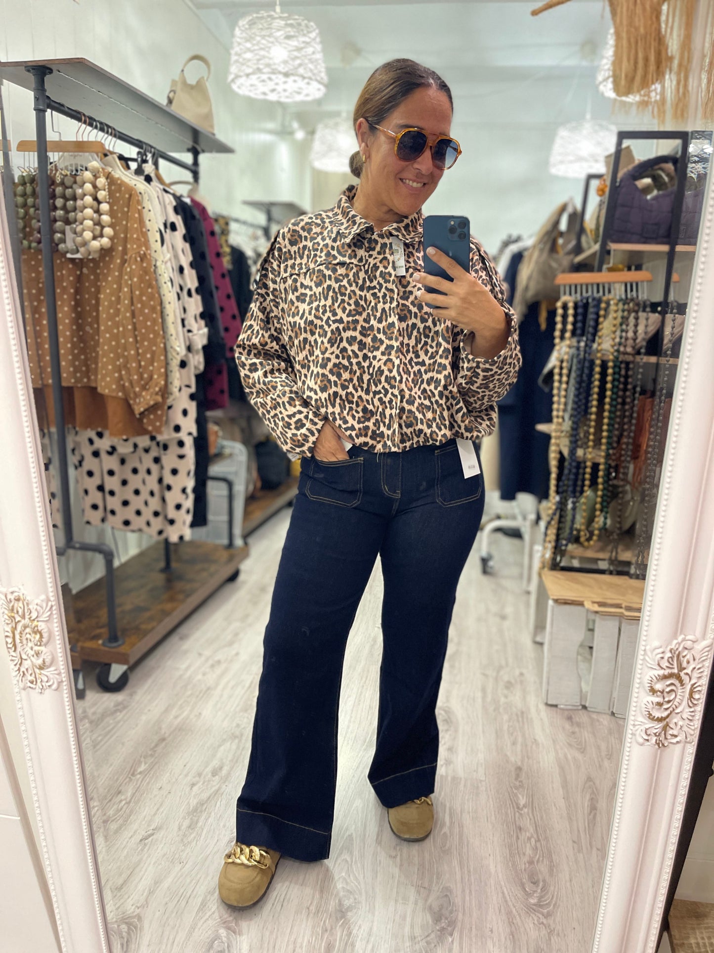 Chaqueta efecto ante animal print