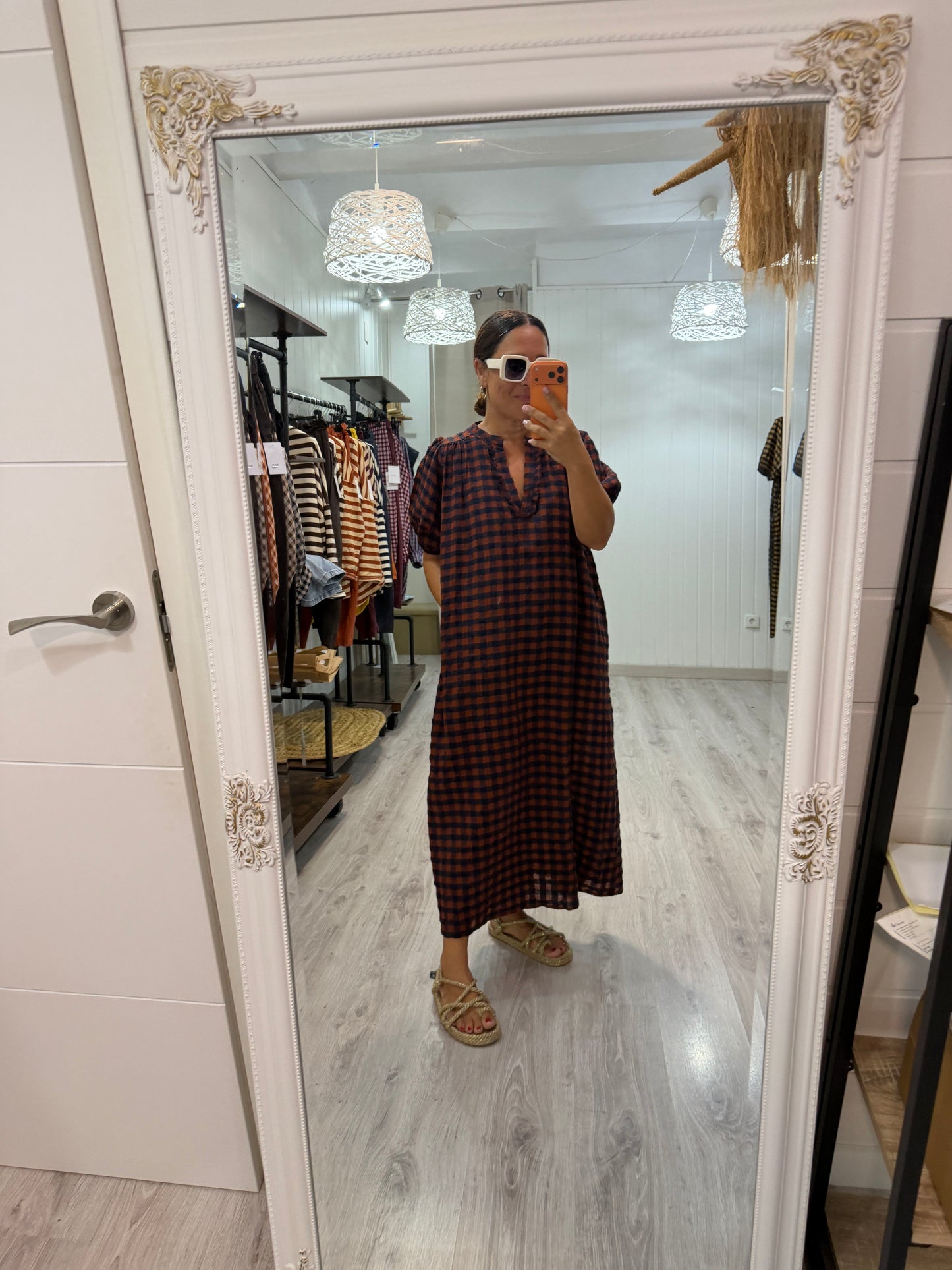 Vestido Puglia vichy caldera y marino