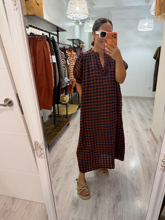 Vestido Puglia vichy caldera y marino