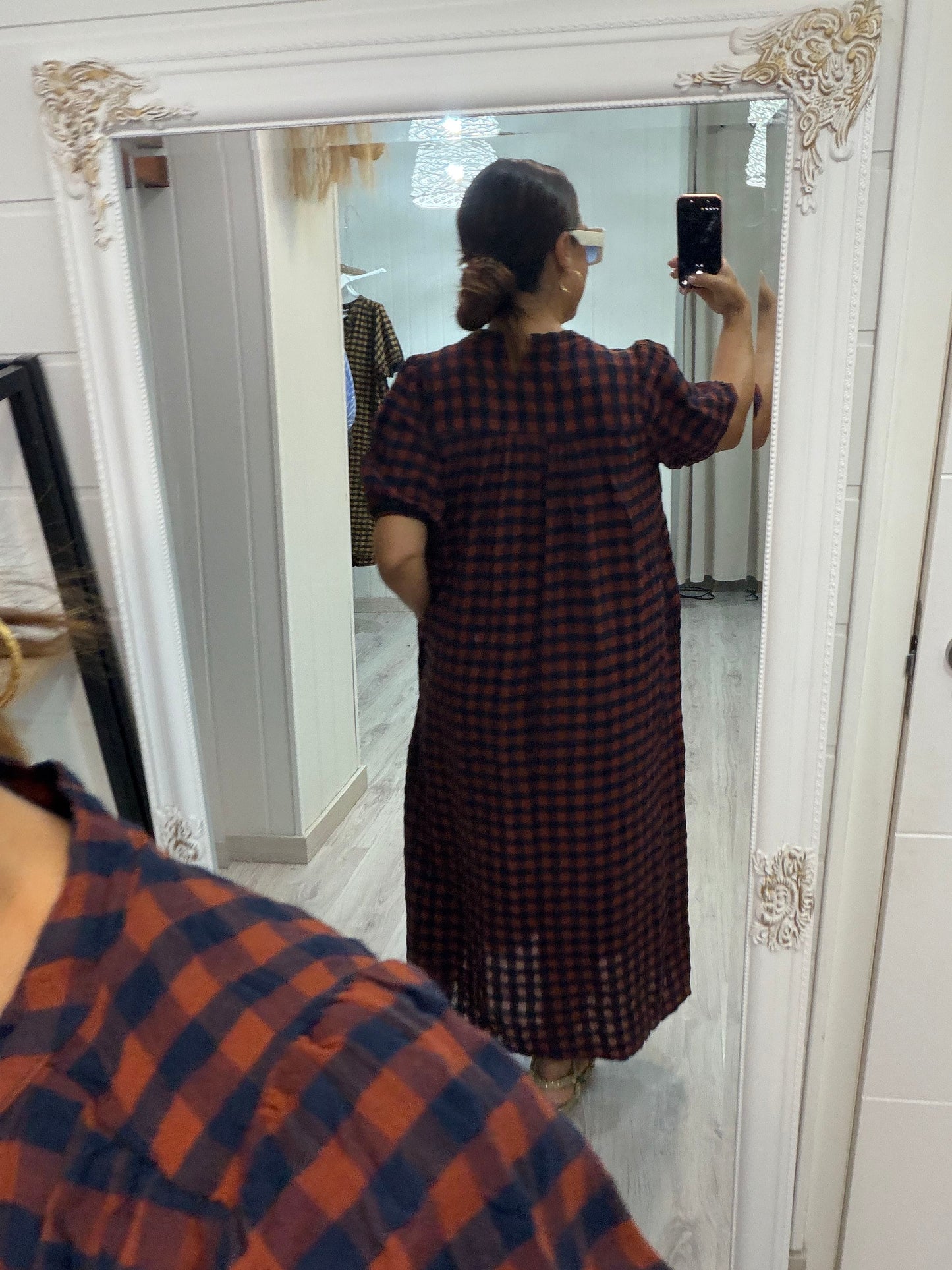 Vestido Puglia vichy caldera y marino
