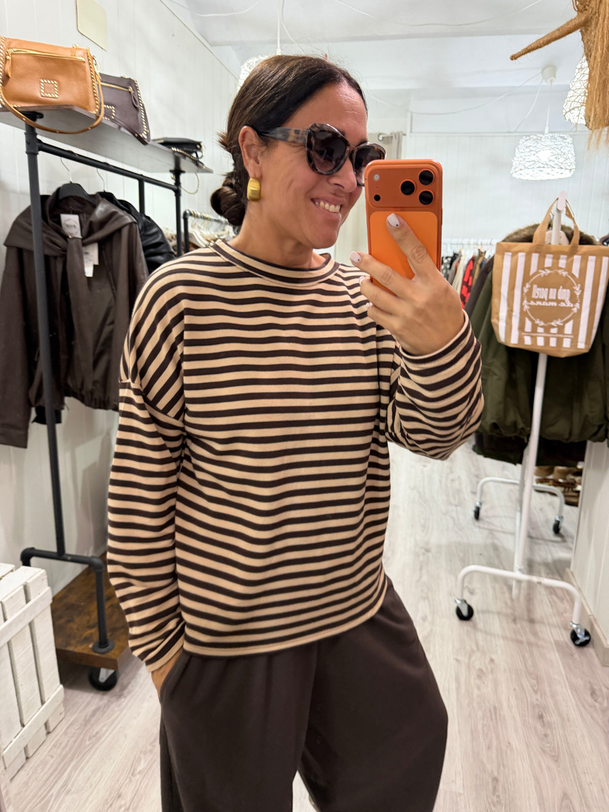 Sudadera Biarritz Navy beige y chocolate