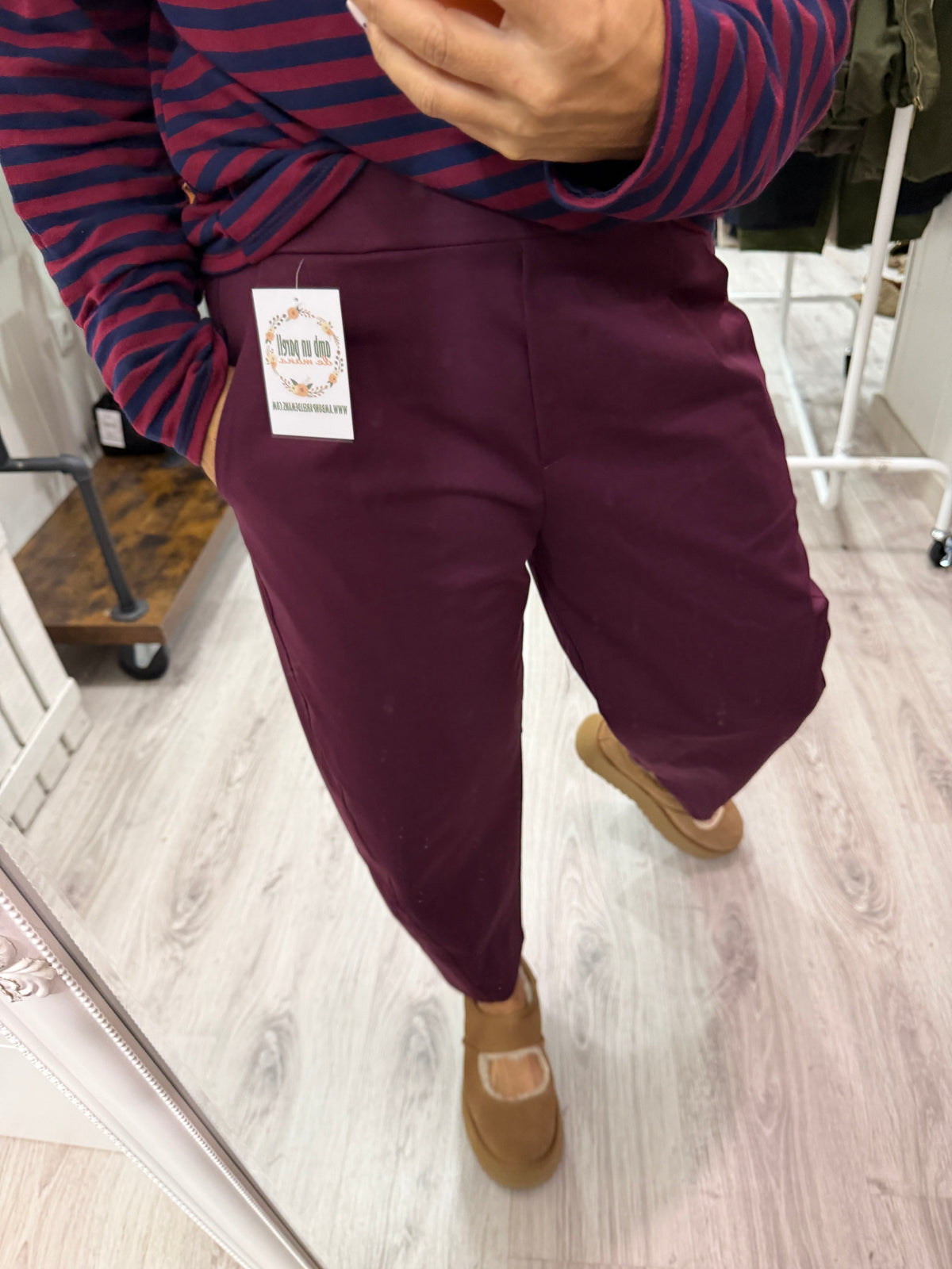 Pantalón Nagore punto milano burdeos
