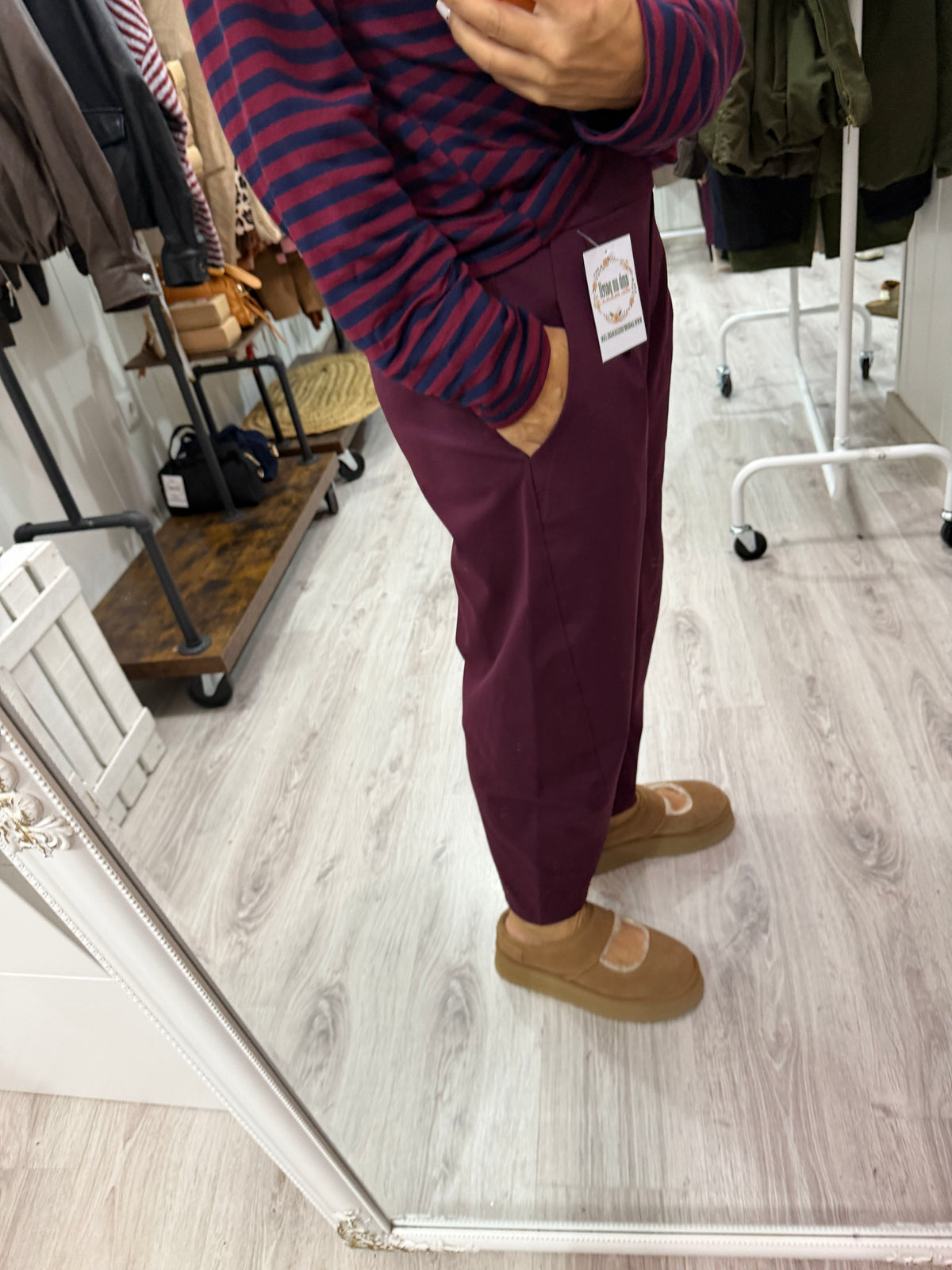 Pantalón Nagore punto milano burdeos