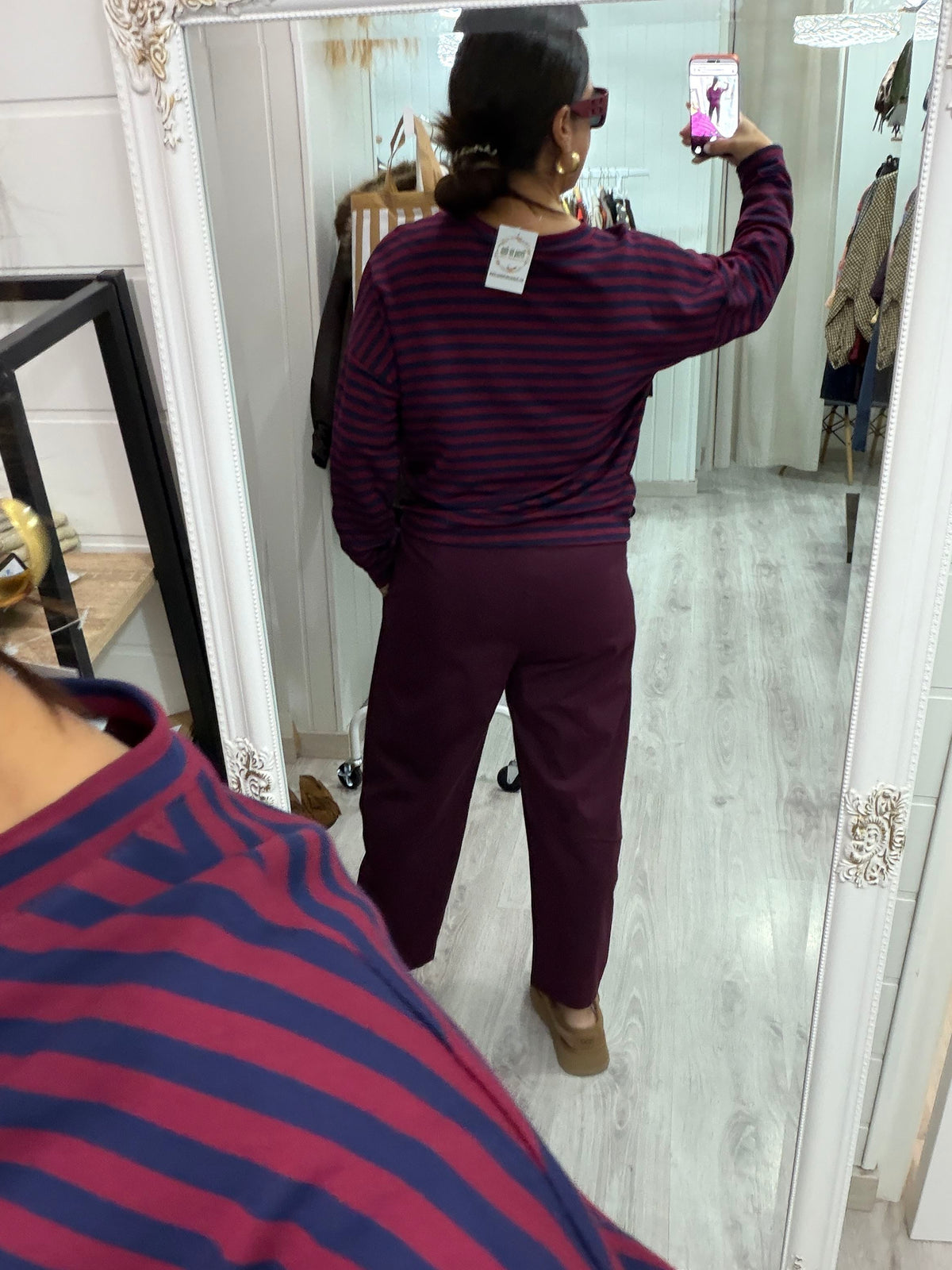 Pantalón Nagore punto milano burdeos