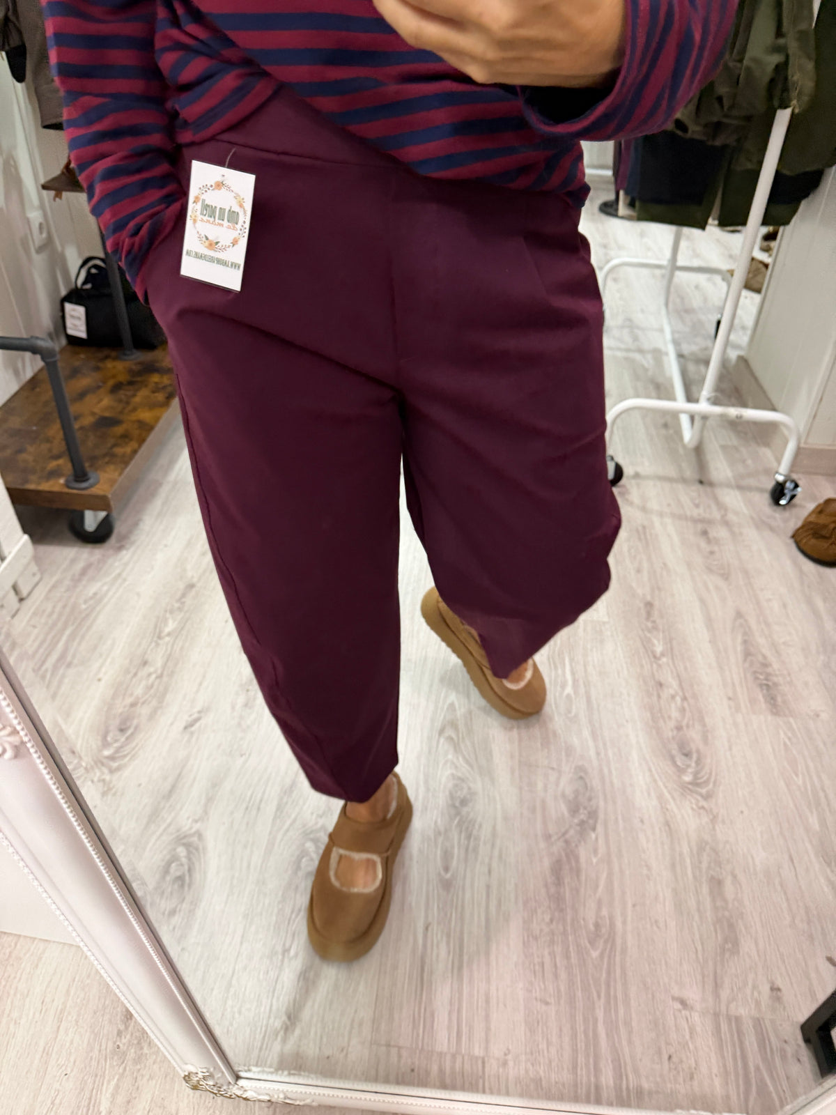 Pantalón Nagore punto milano burdeos