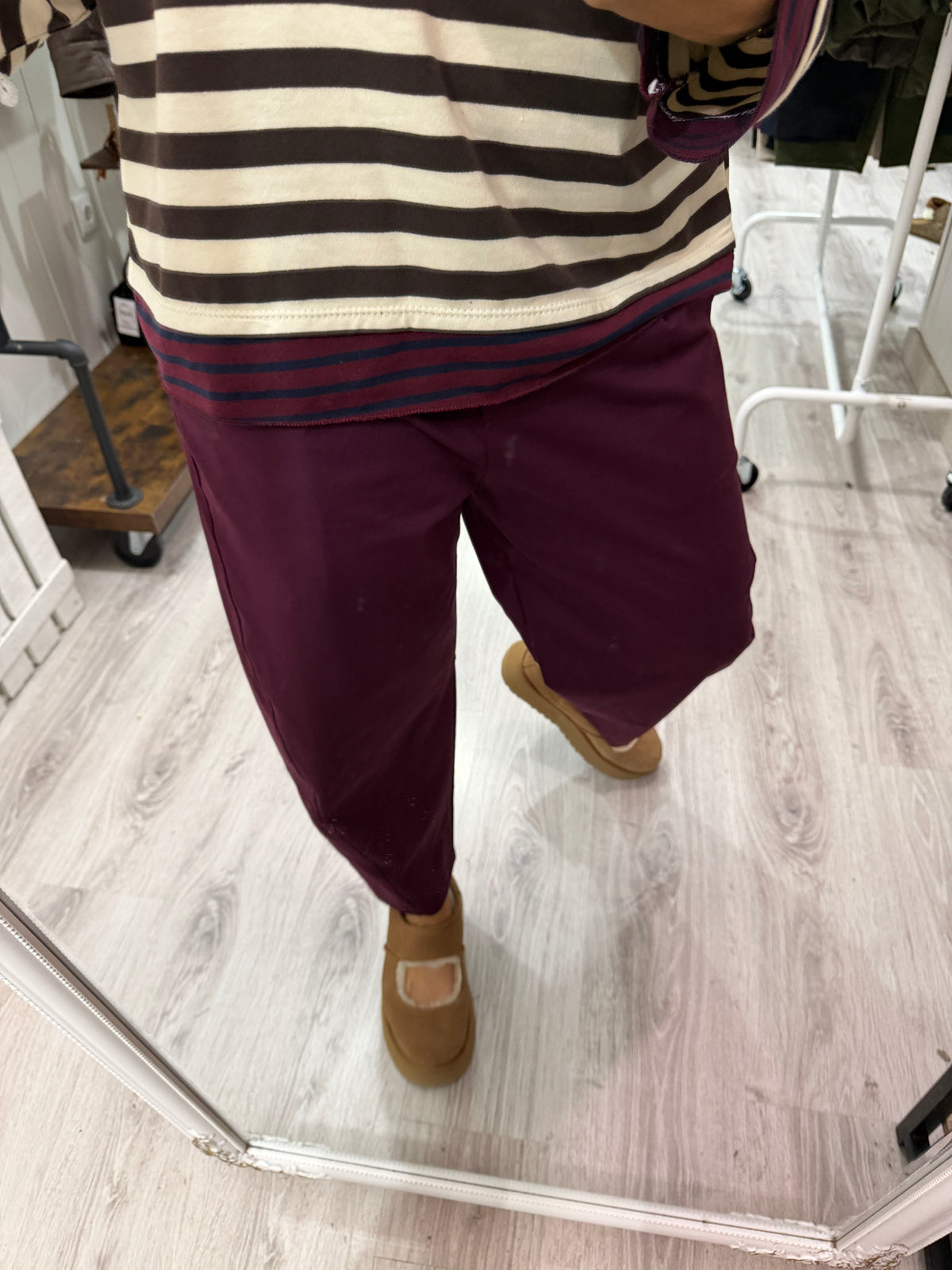 Pantalón Nagore punto milano burdeos