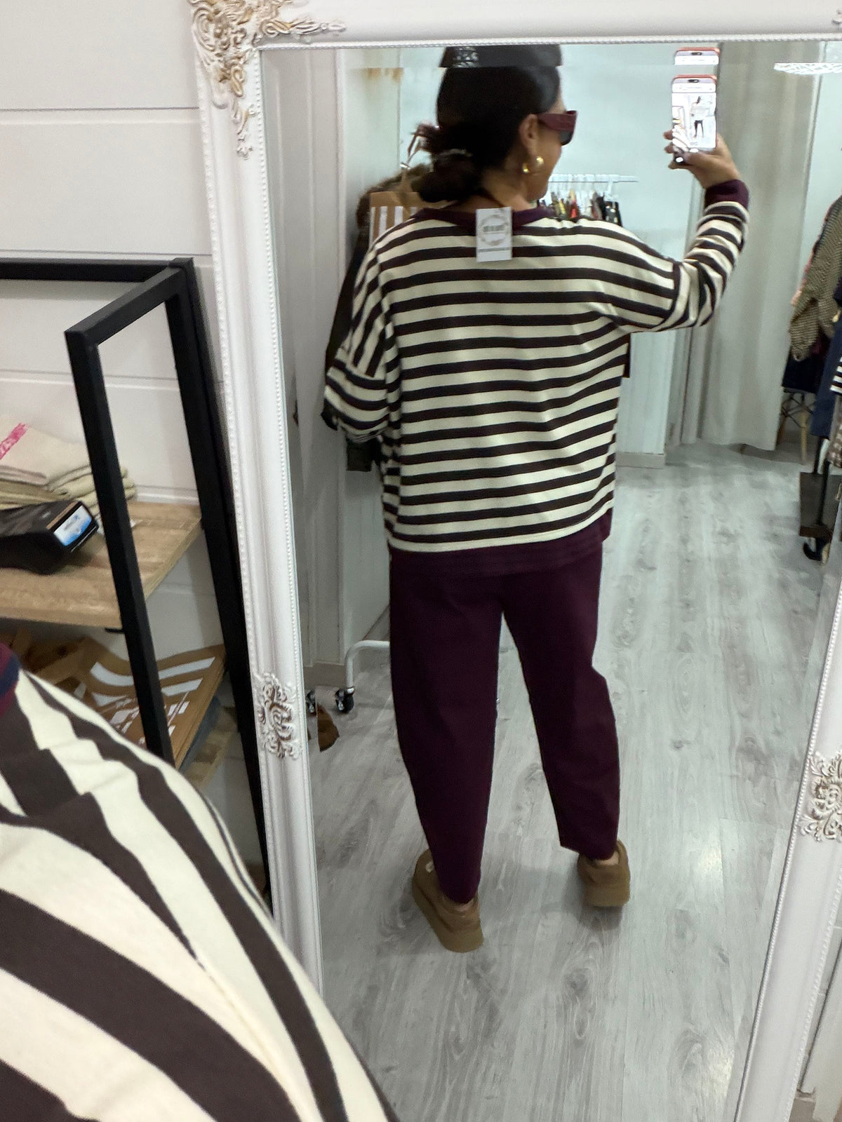 Pantalón Nagore punto milano burdeos