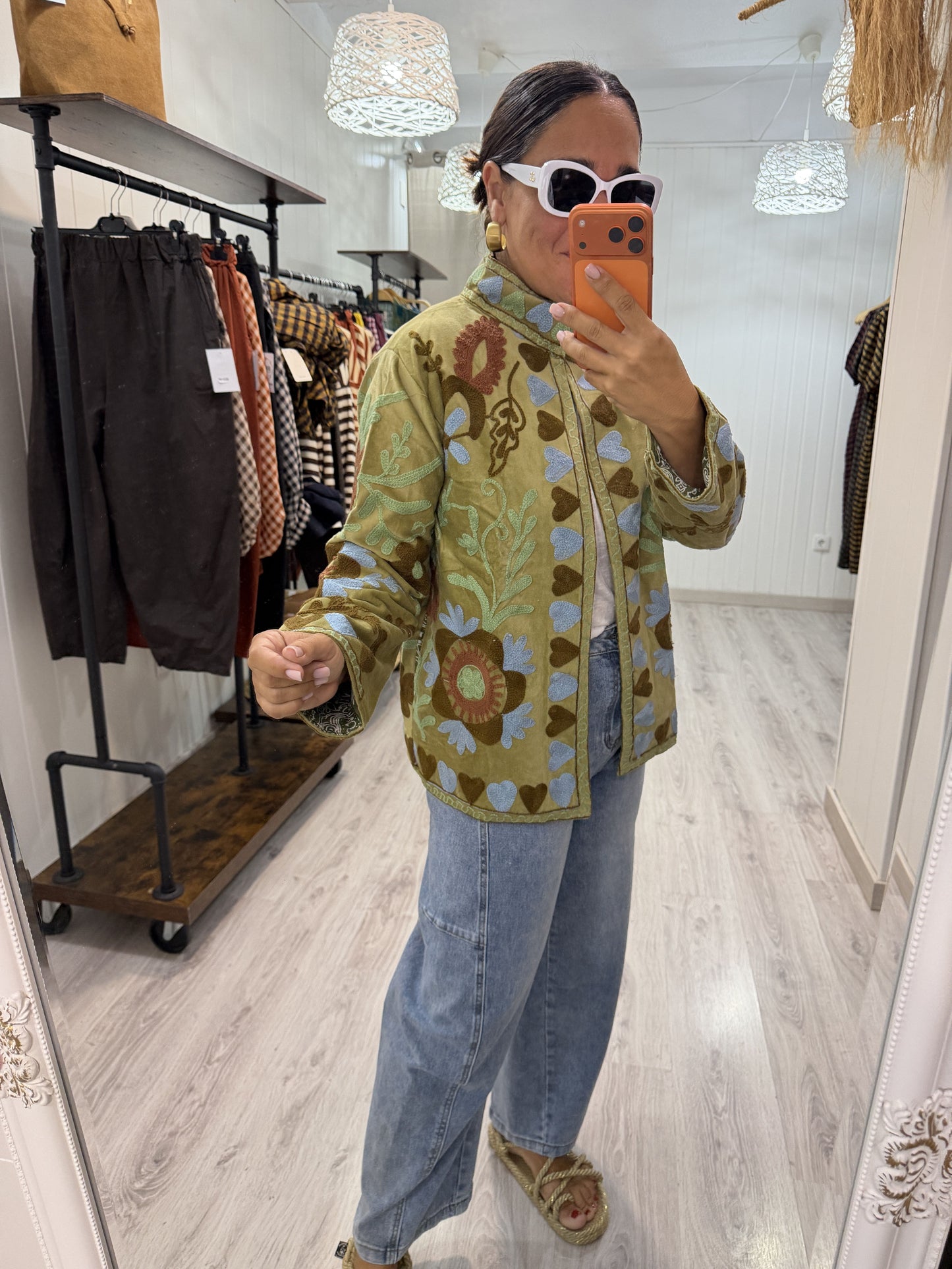 Chaqueta Suzani terciopelo Pistacho