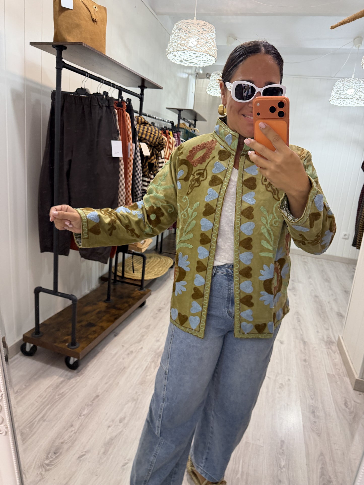 Chaqueta Suzani terciopelo Pistacho
