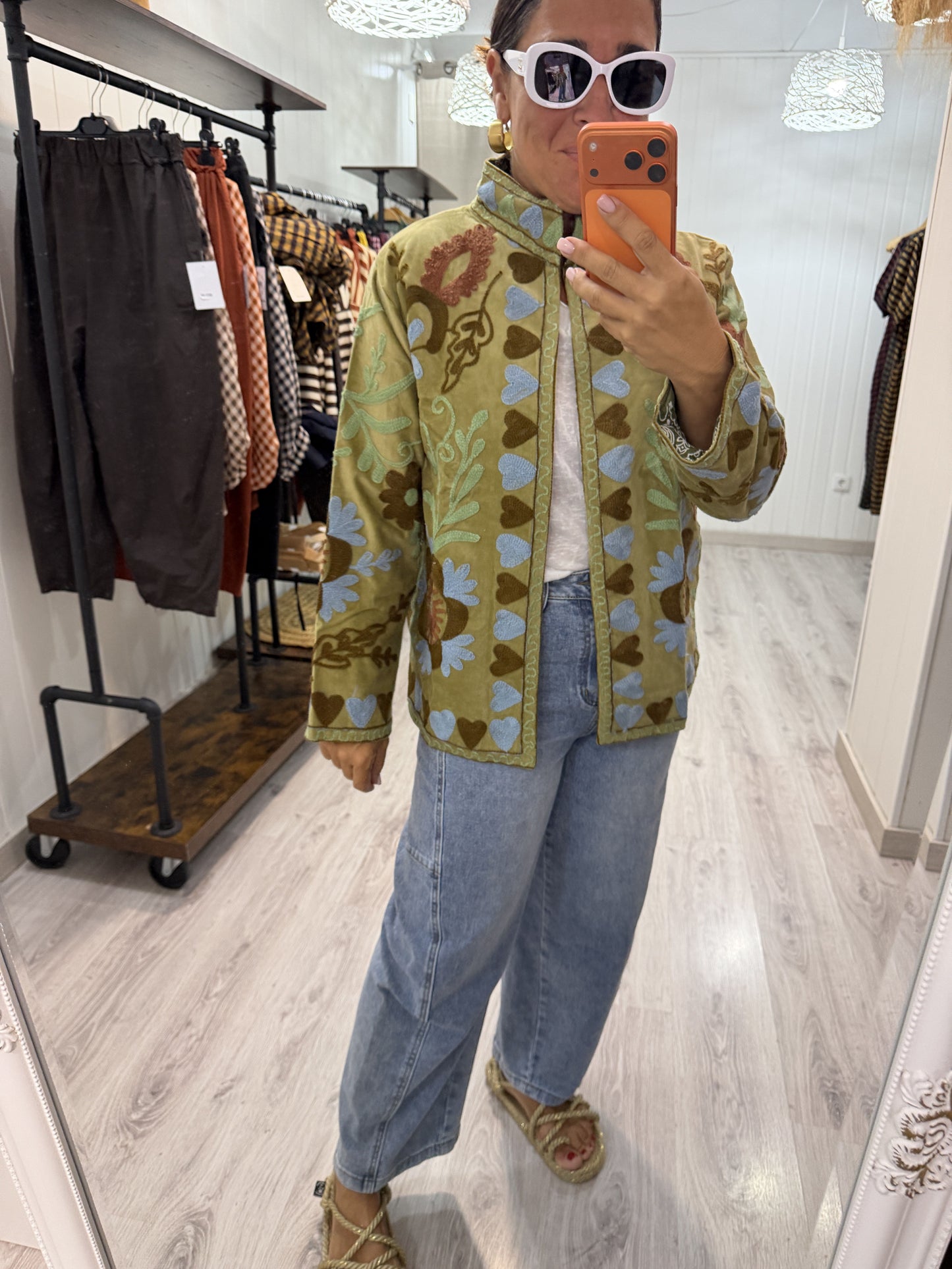 Chaqueta Suzani terciopelo Pistacho
