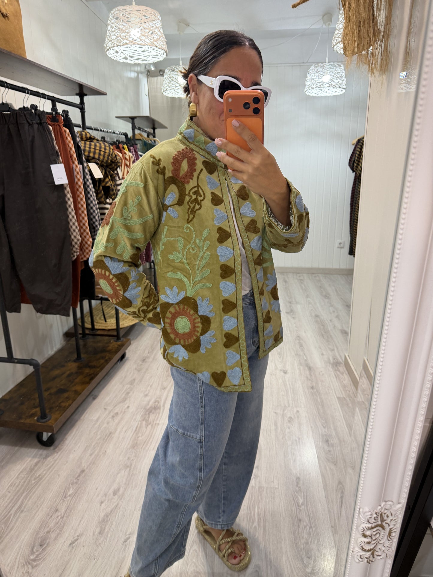 Chaqueta Suzani terciopelo Pistacho