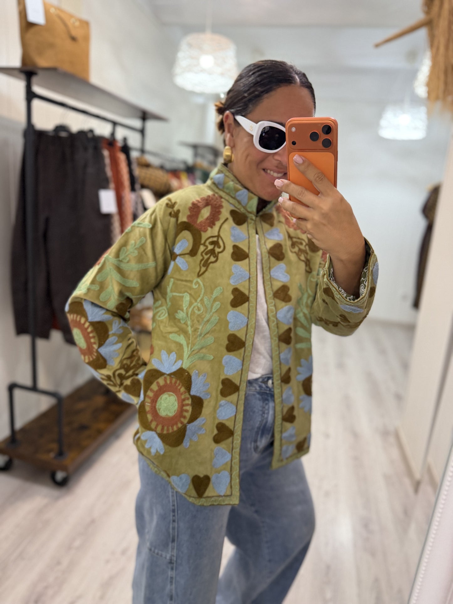 Chaqueta Suzani terciopelo Pistacho