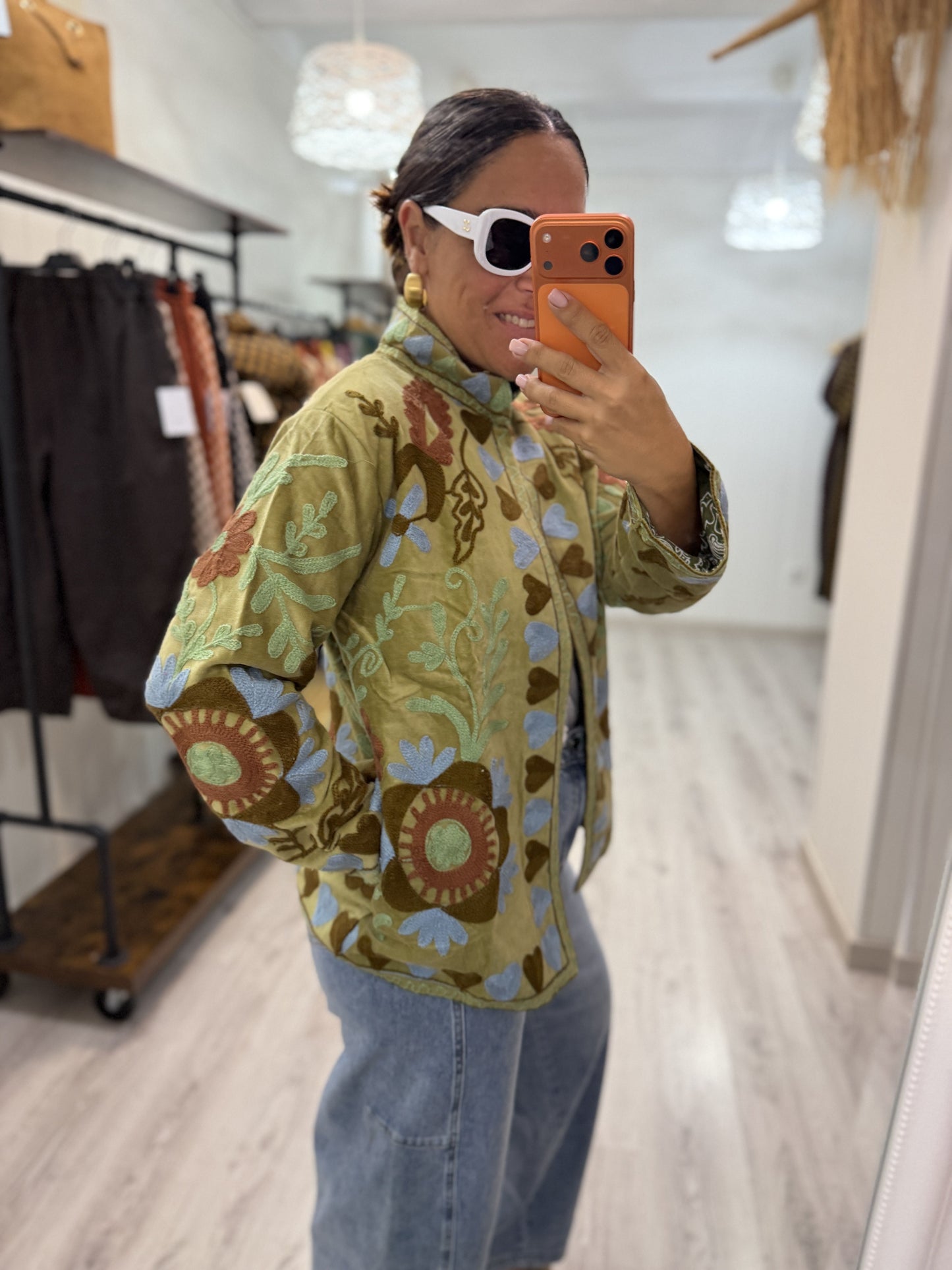 Chaqueta Suzani terciopelo Pistacho