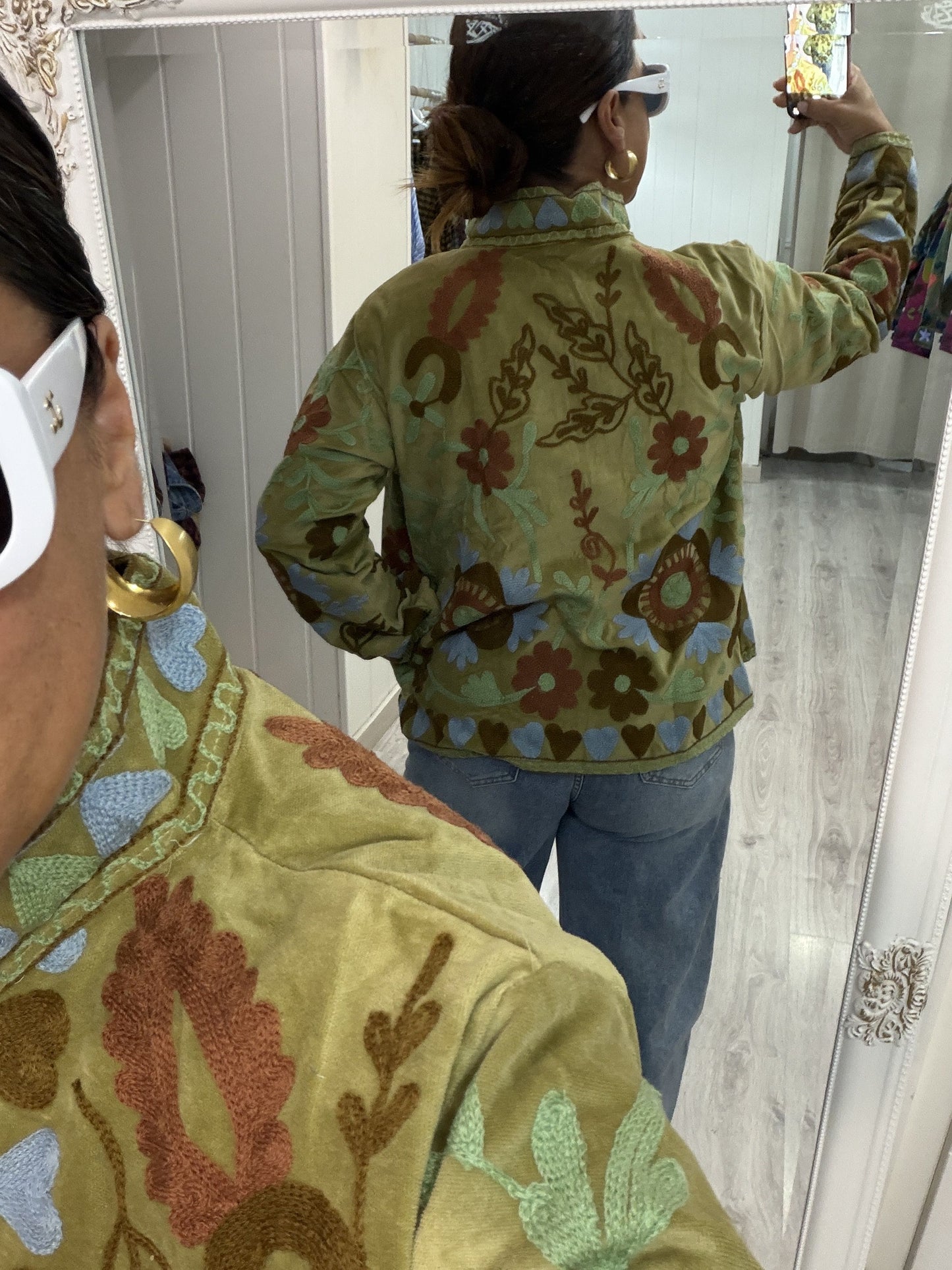 Chaqueta Suzani terciopelo Pistacho