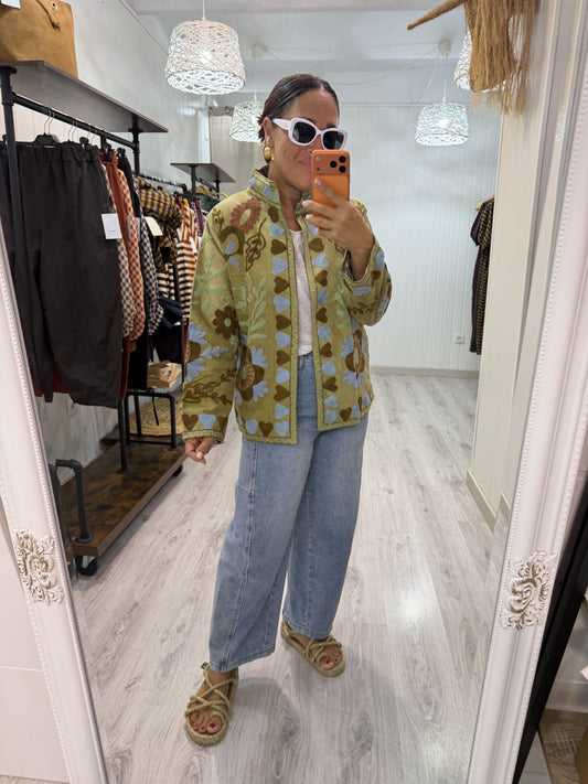 Chaqueta Suzani terciopelo Pistacho