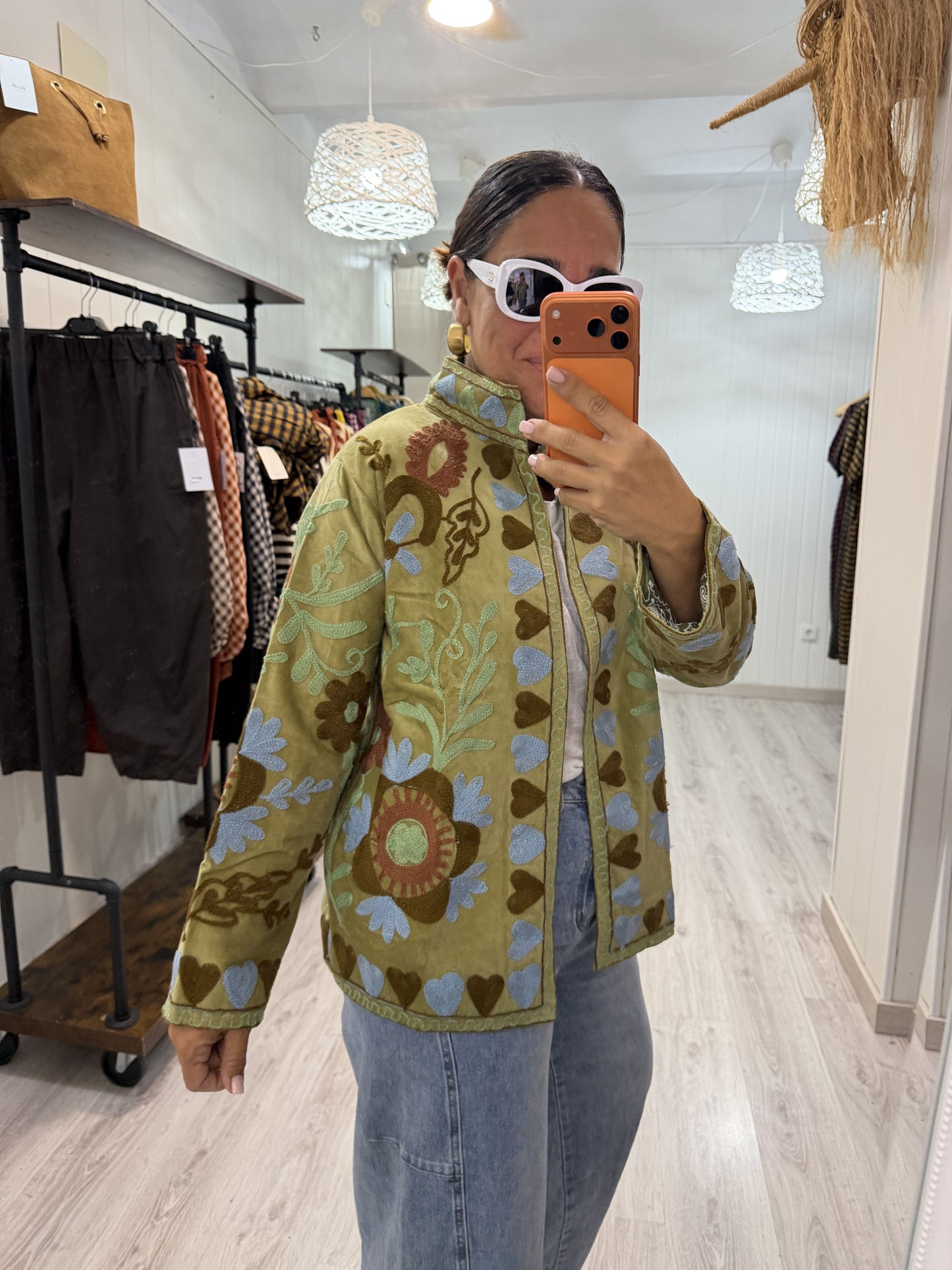 Chaqueta Suzani terciopelo Pistacho