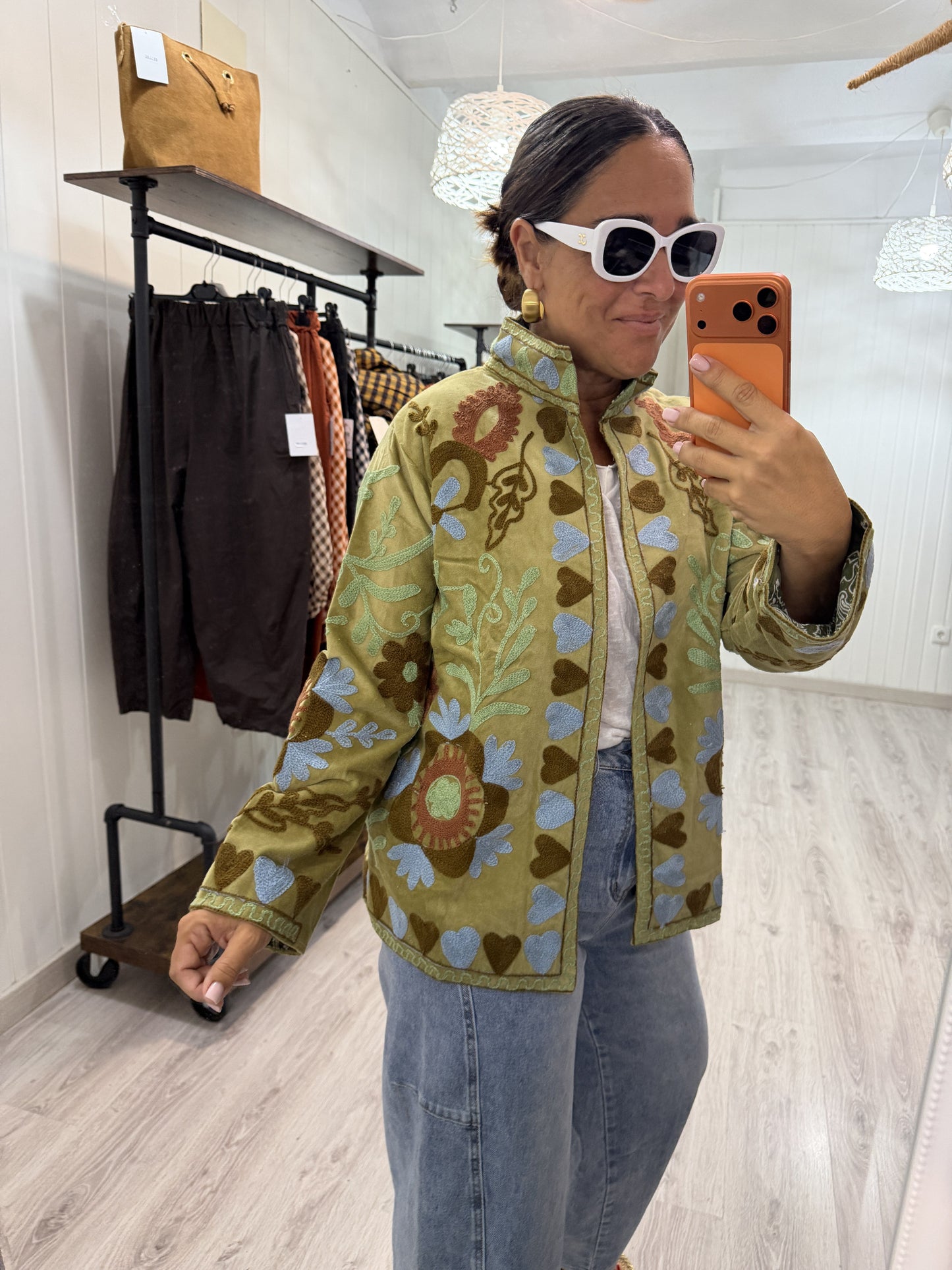 Chaqueta Suzani terciopelo Pistacho