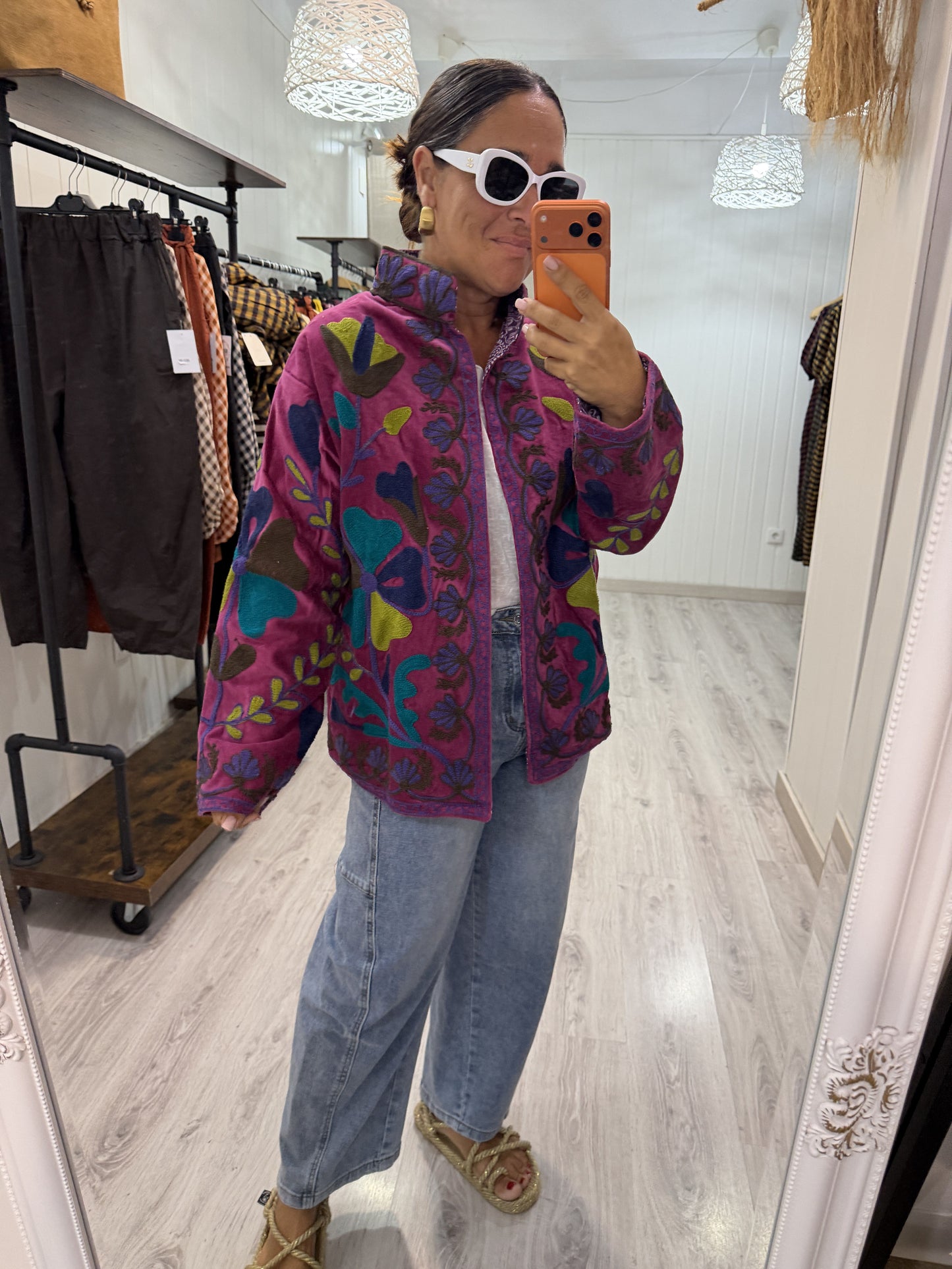 Chaqueta Suzani terciopelo Fucsia