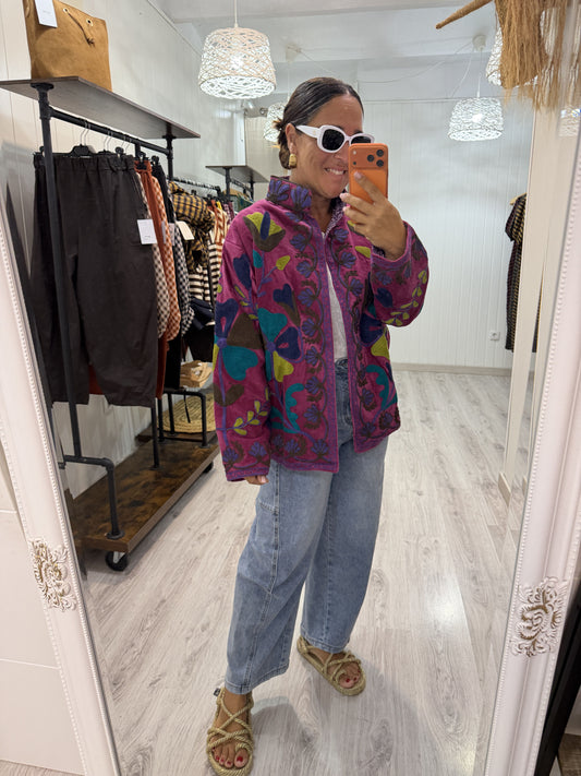 Chaqueta Suzani terciopelo Fucsia