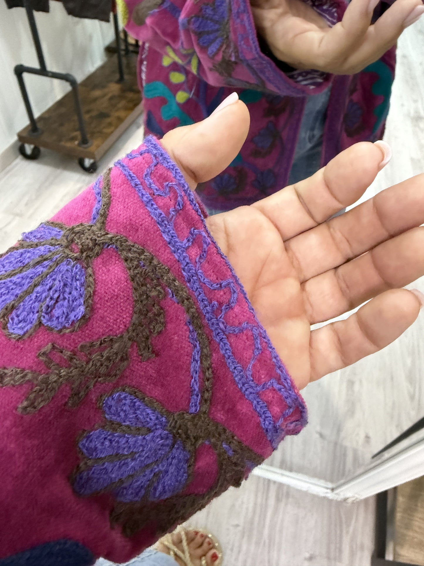 Chaqueta Suzani terciopelo Fucsia