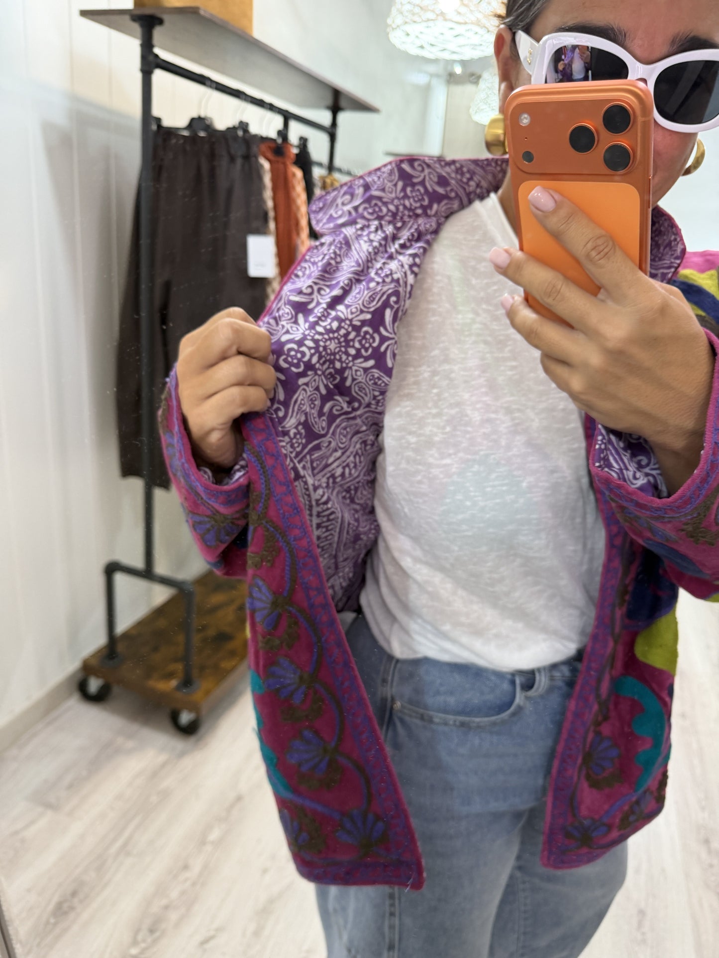 Chaqueta Suzani terciopelo Fucsia