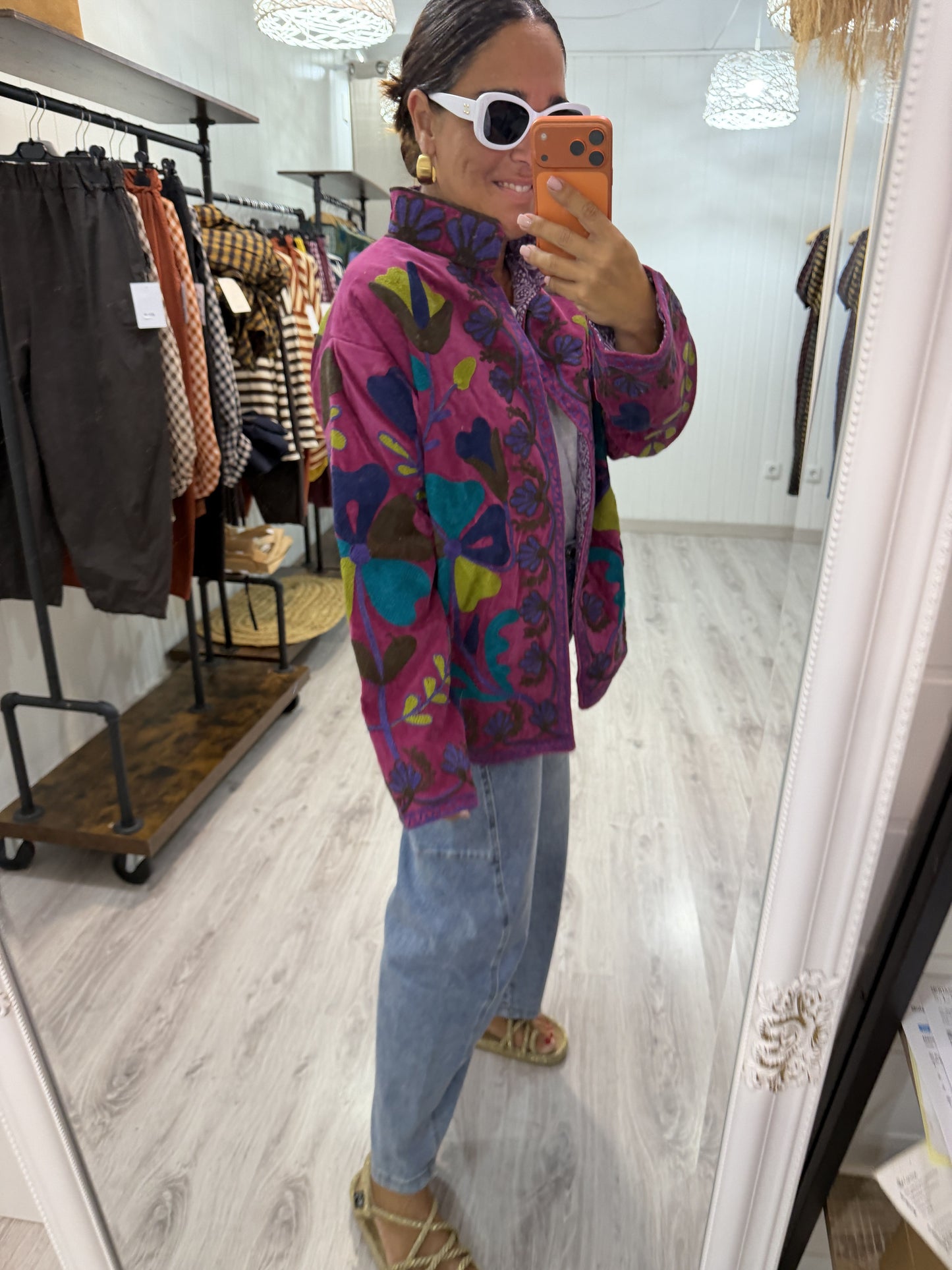 Chaqueta Suzani terciopelo Fucsia