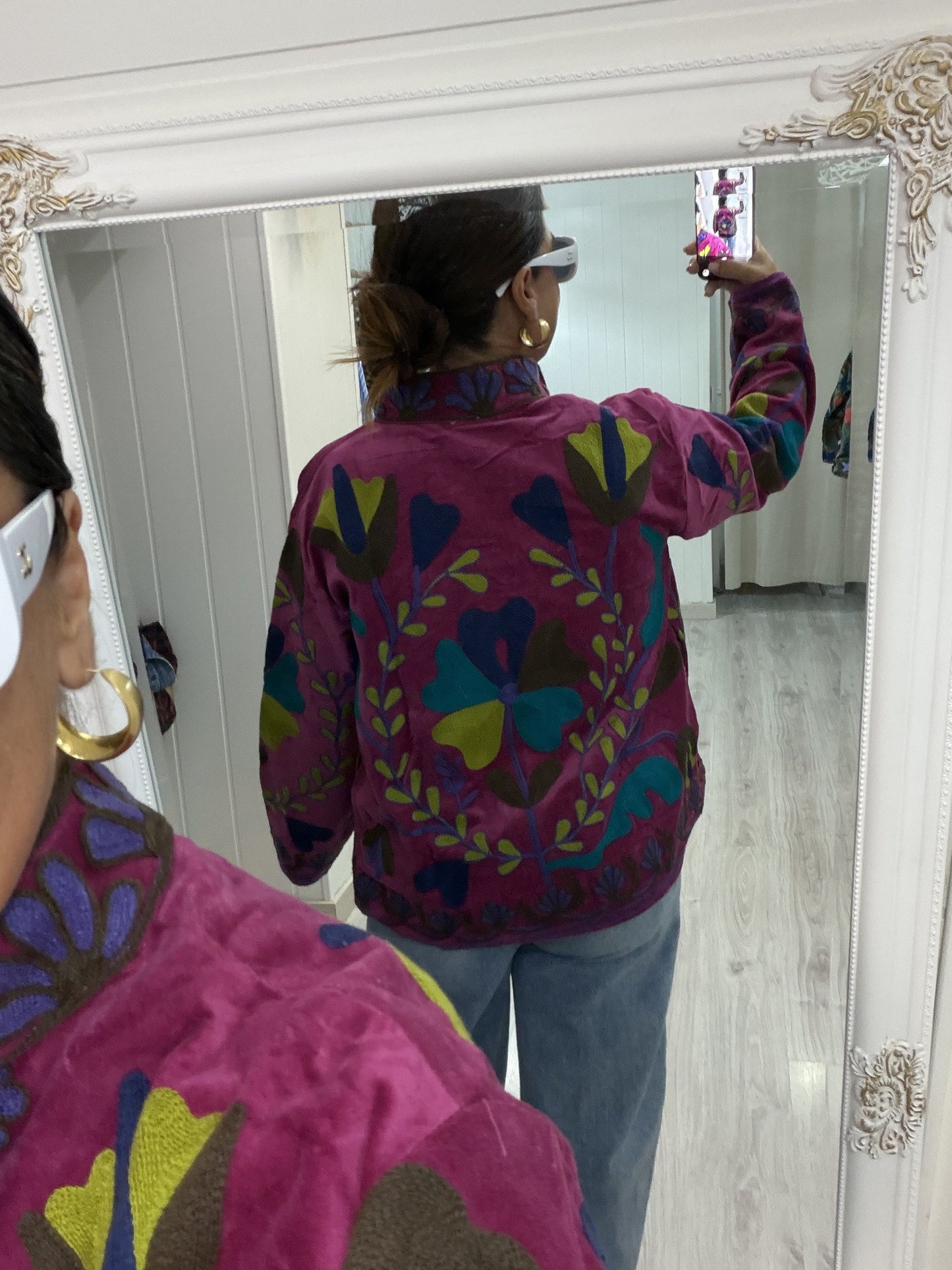 Chaqueta Suzani terciopelo Fucsia