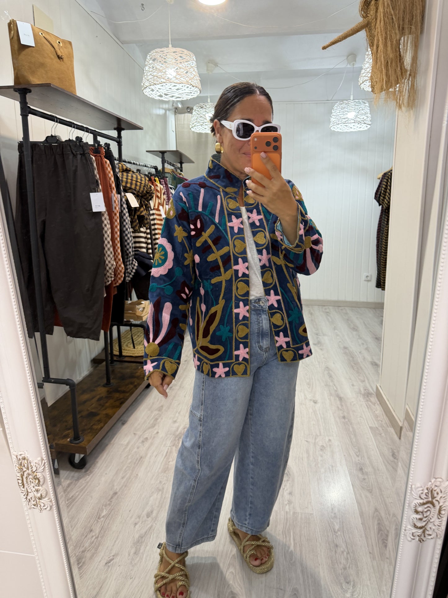 Chaqueta Suzani terciopelo Petróleo, rosa y burdeos