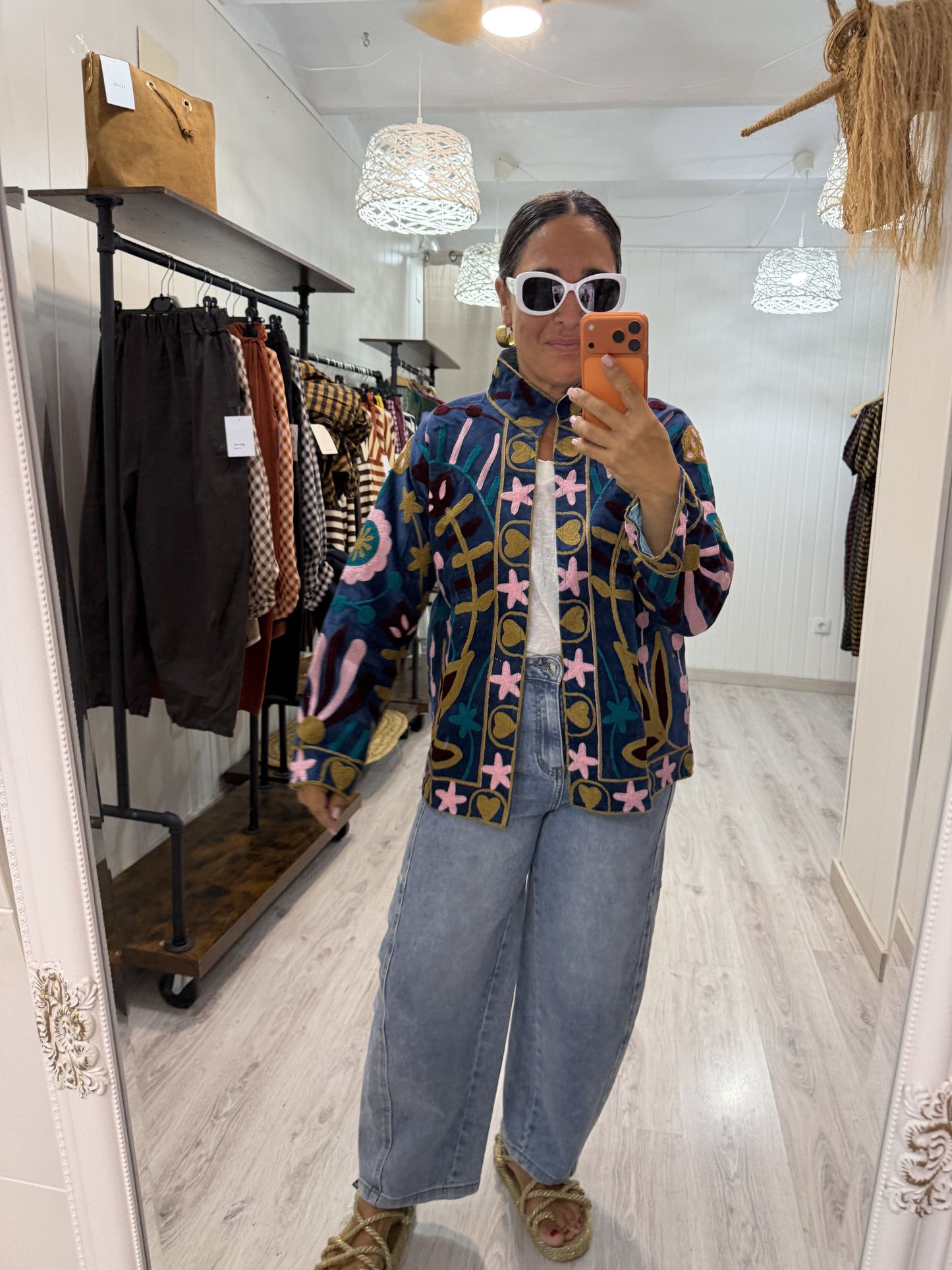Chaqueta Suzani terciopelo Petróleo, rosa y burdeos