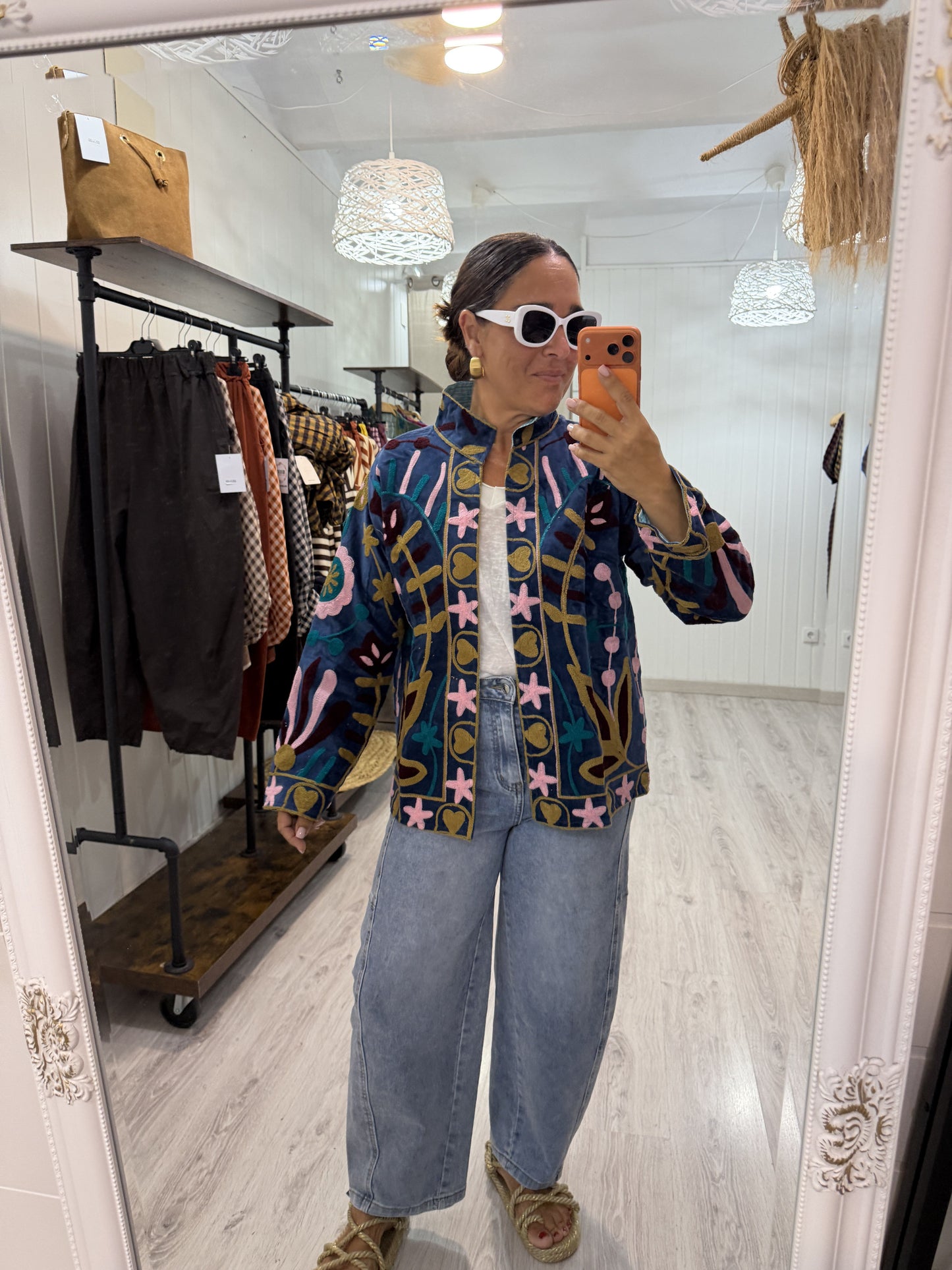 Chaqueta Suzani terciopelo Petróleo, rosa y burdeos