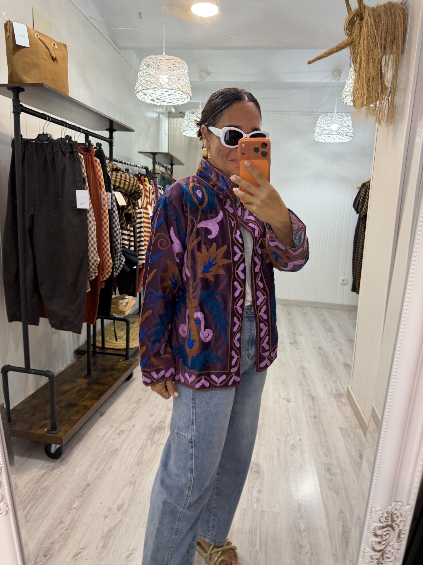 Chaqueta Suzani terciopelo lila