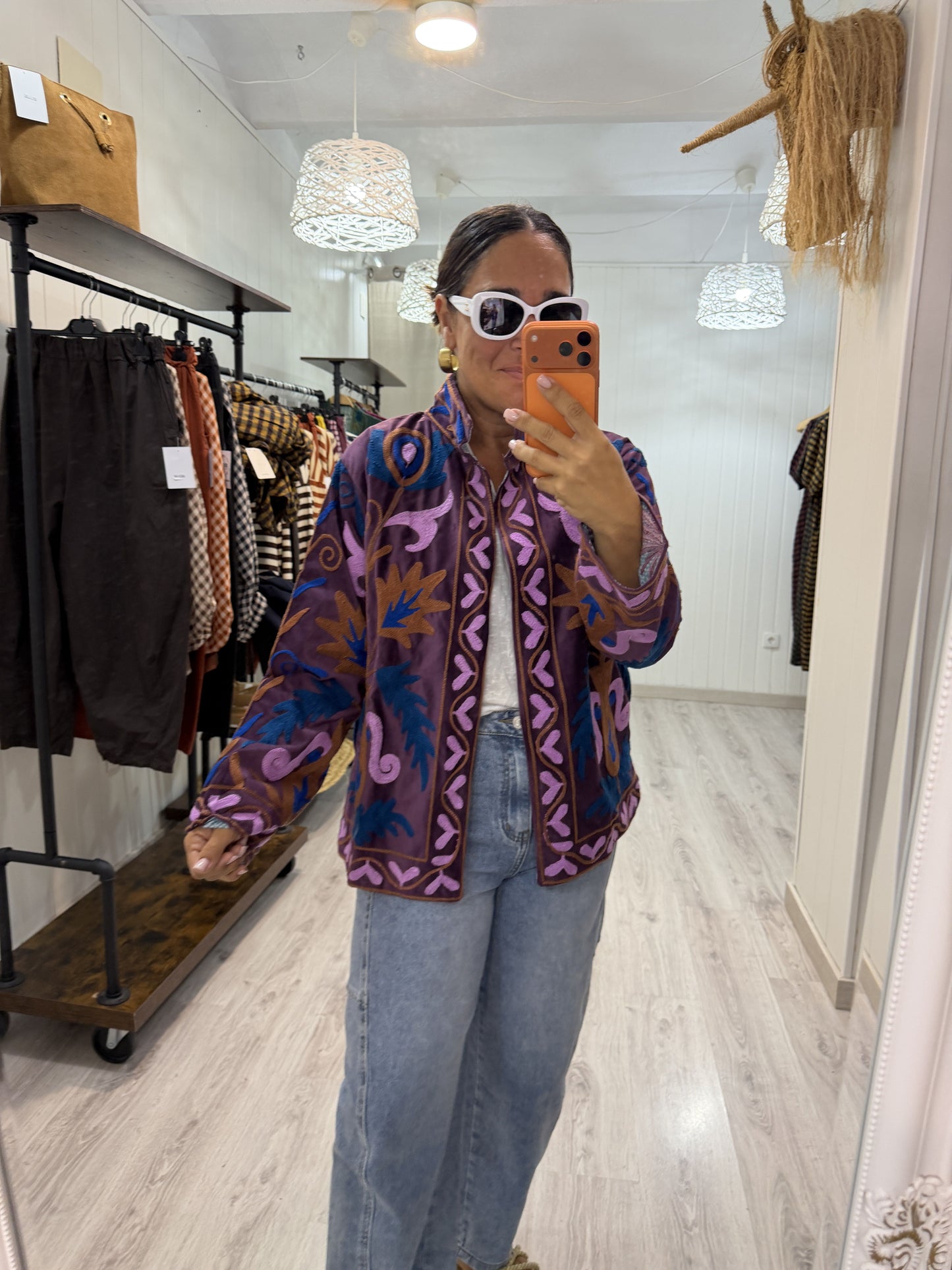 Chaqueta Suzani terciopelo lila