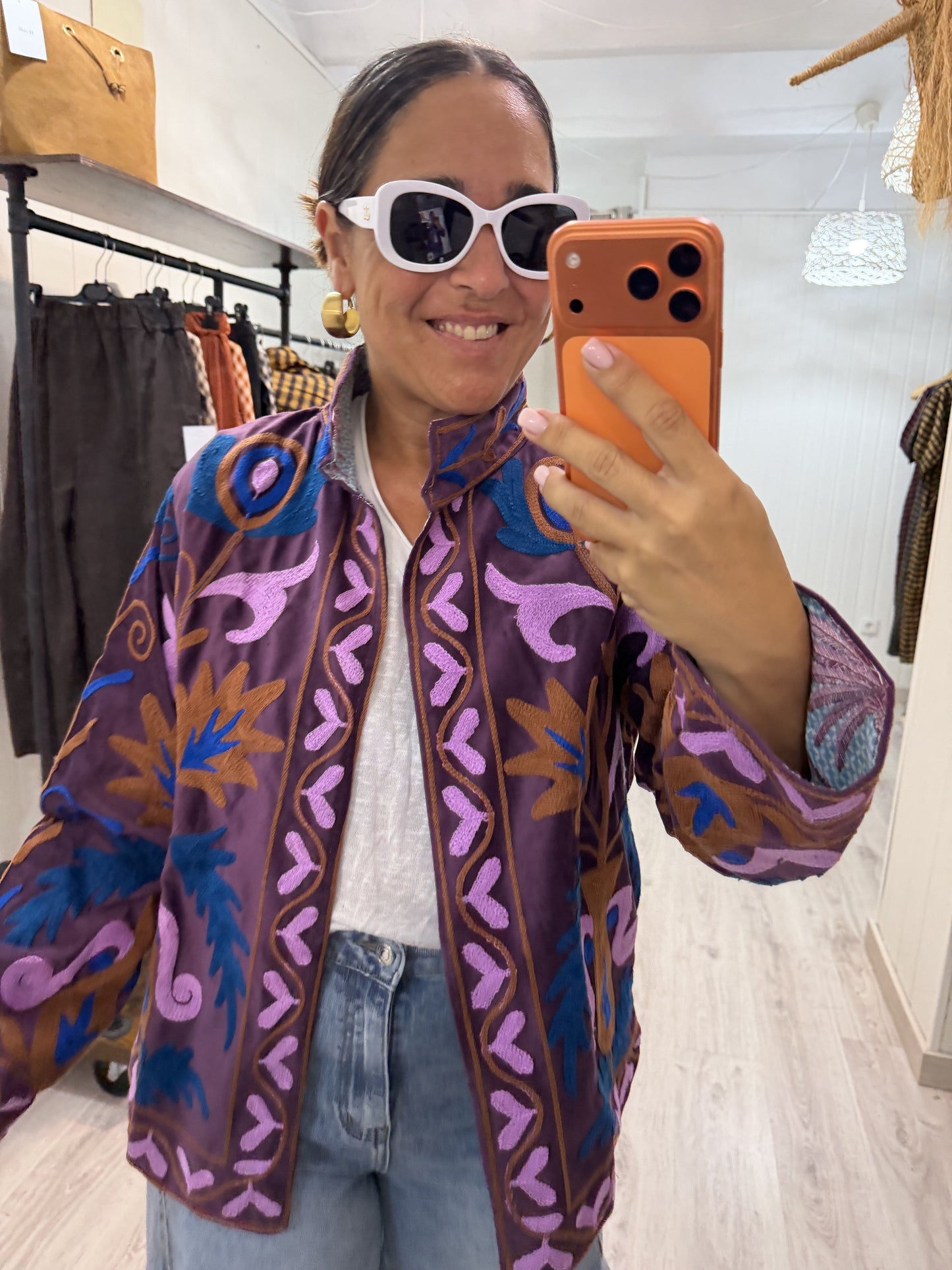 Chaqueta Suzani terciopelo lila