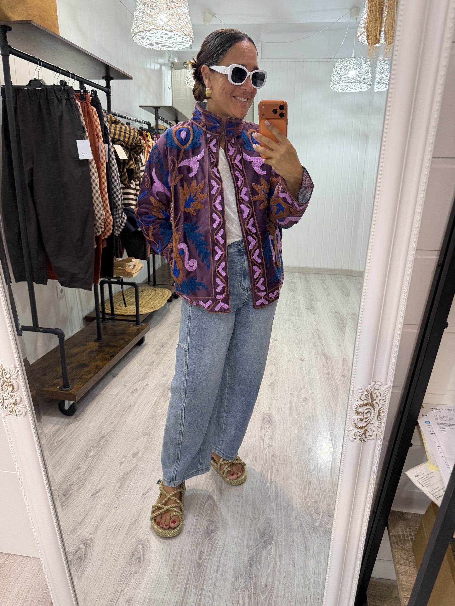 Chaqueta Suzani terciopelo lila