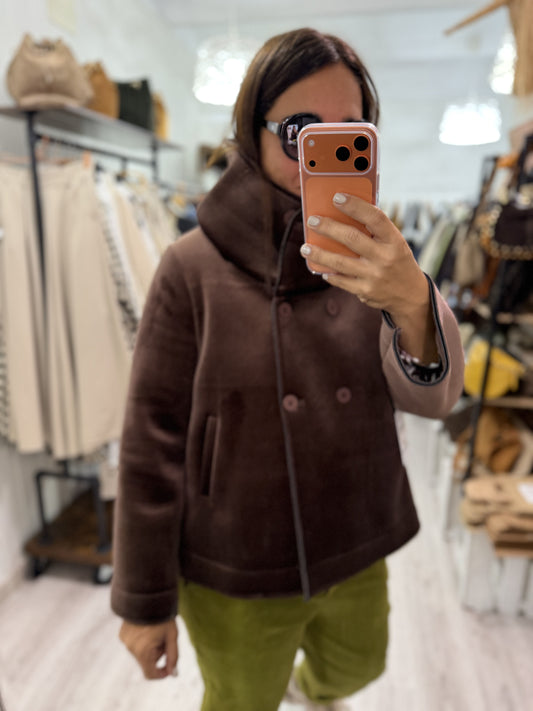 Abrigo Neopreno terciopelo chocolate