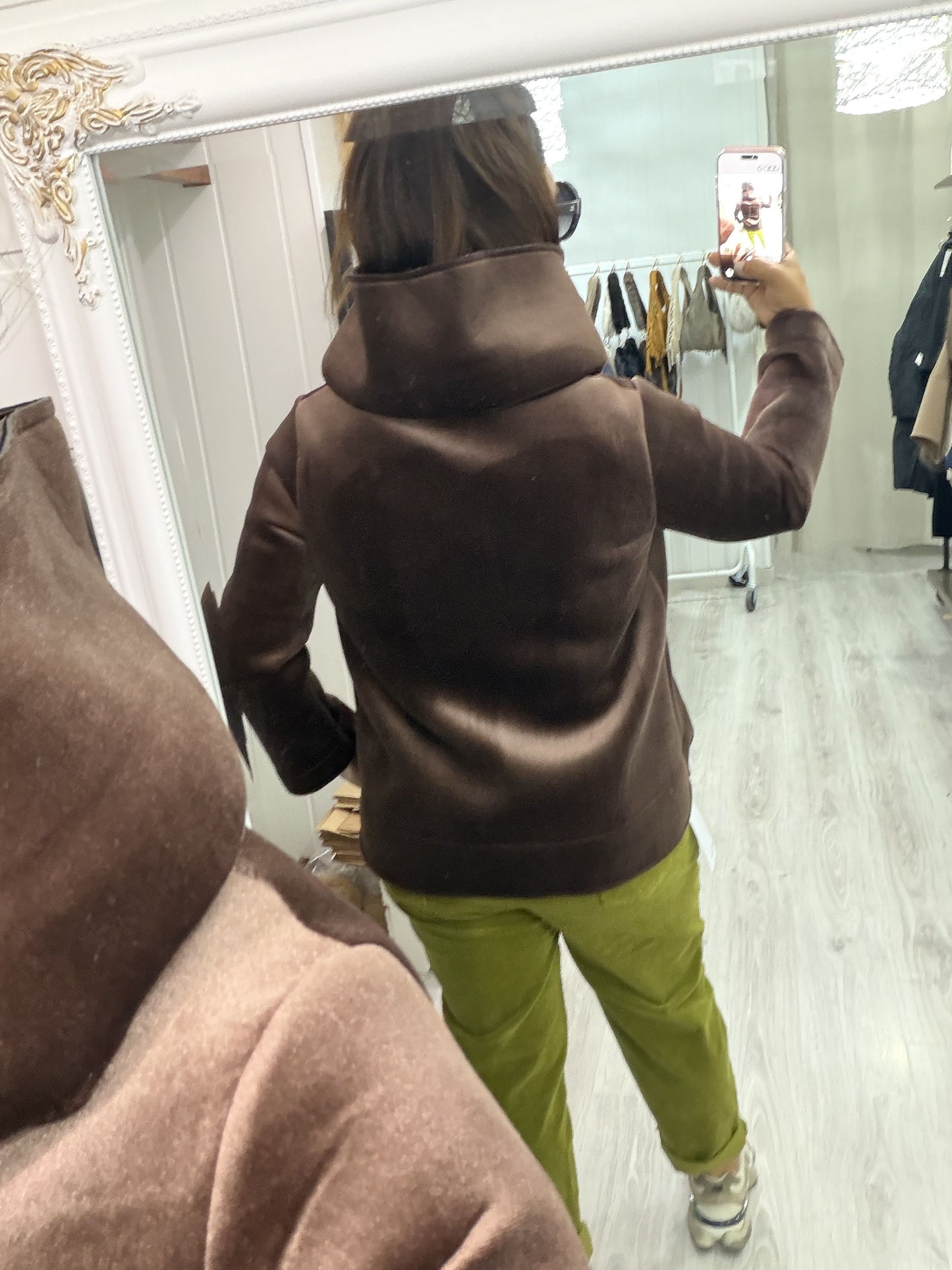 Abrigo Neopreno terciopelo chocolate