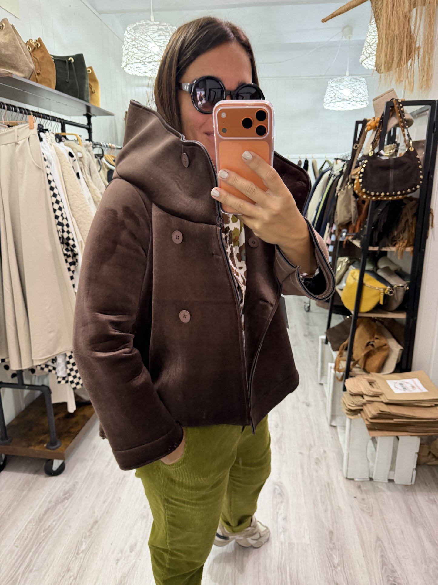 Abrigo Neopreno terciopelo chocolate