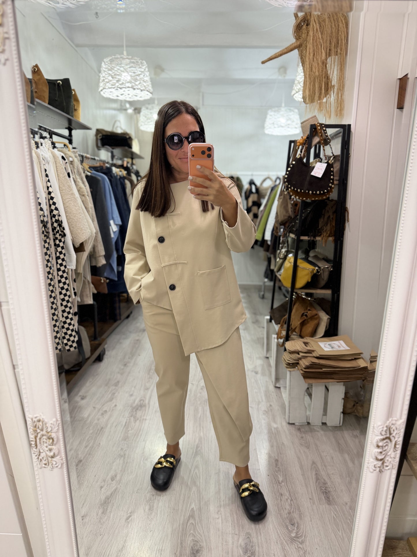 Chaqueta Osaka punto roma beige