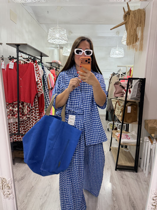 Conjunto Vichy Oversize azul klein