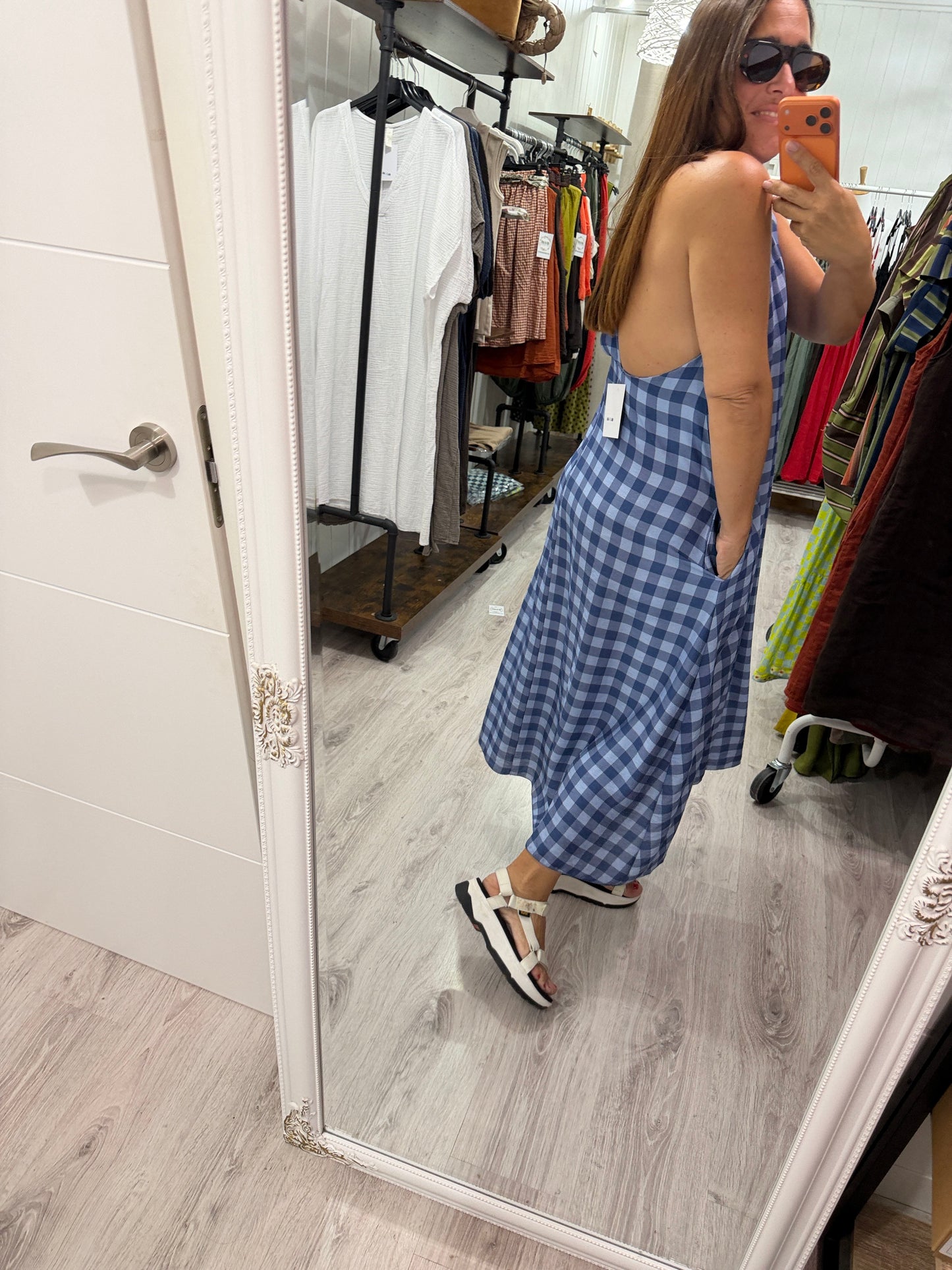 Vestido Vichy contrastes azules