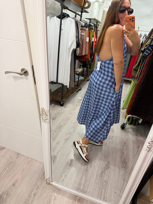 Vestido Vichy contrastes azules