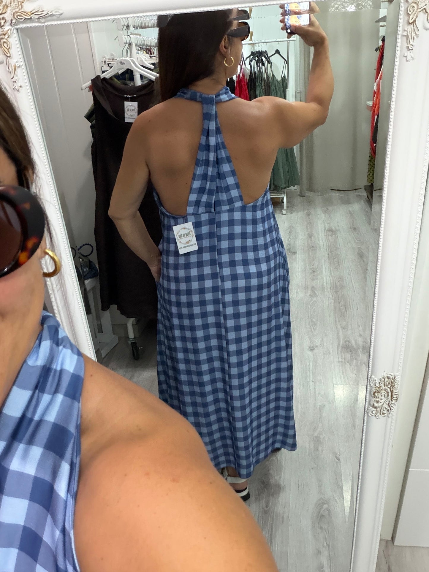 Vestido Vichy contrastes azules