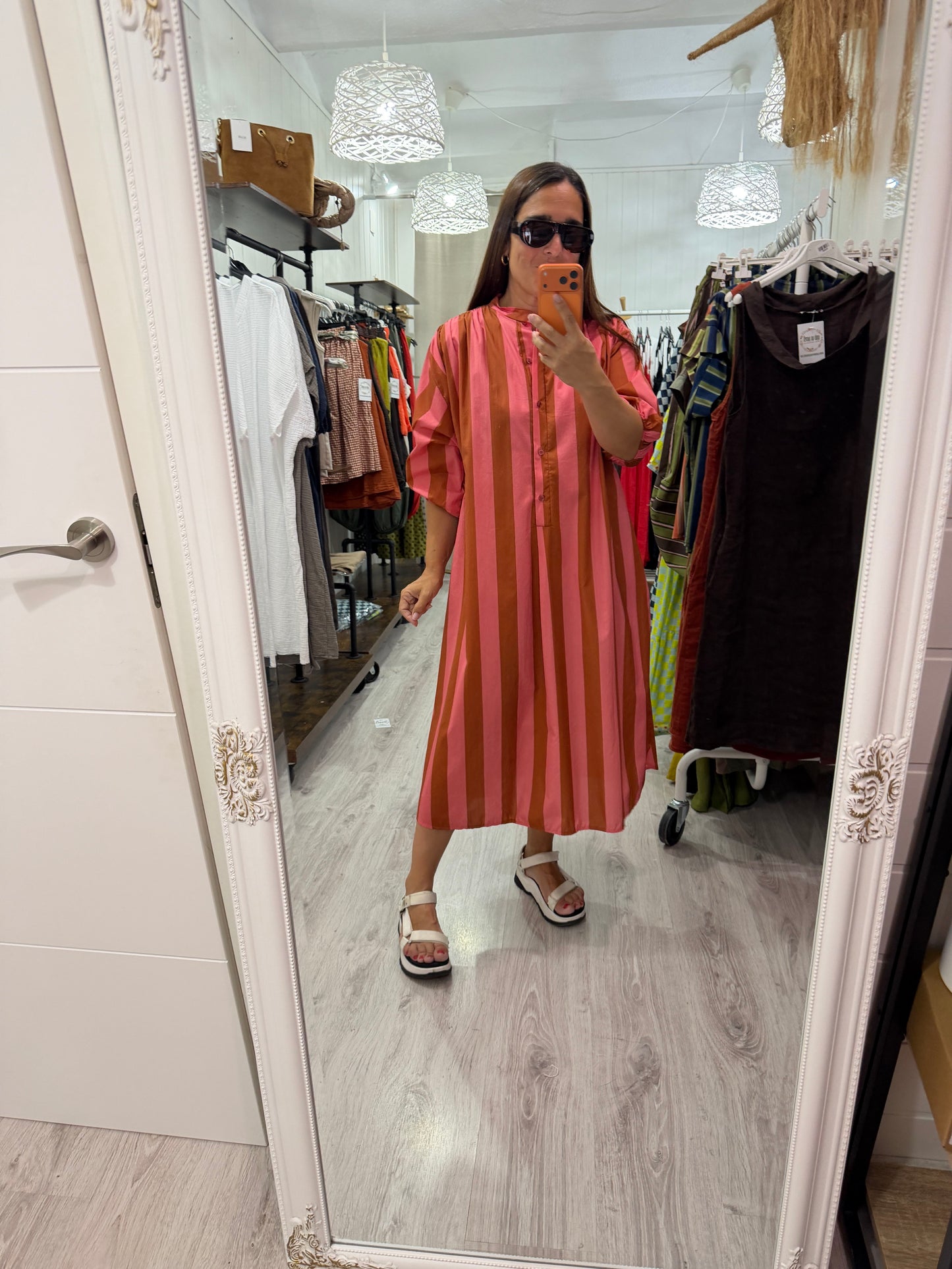 Kaftan Florencia rosa y camel