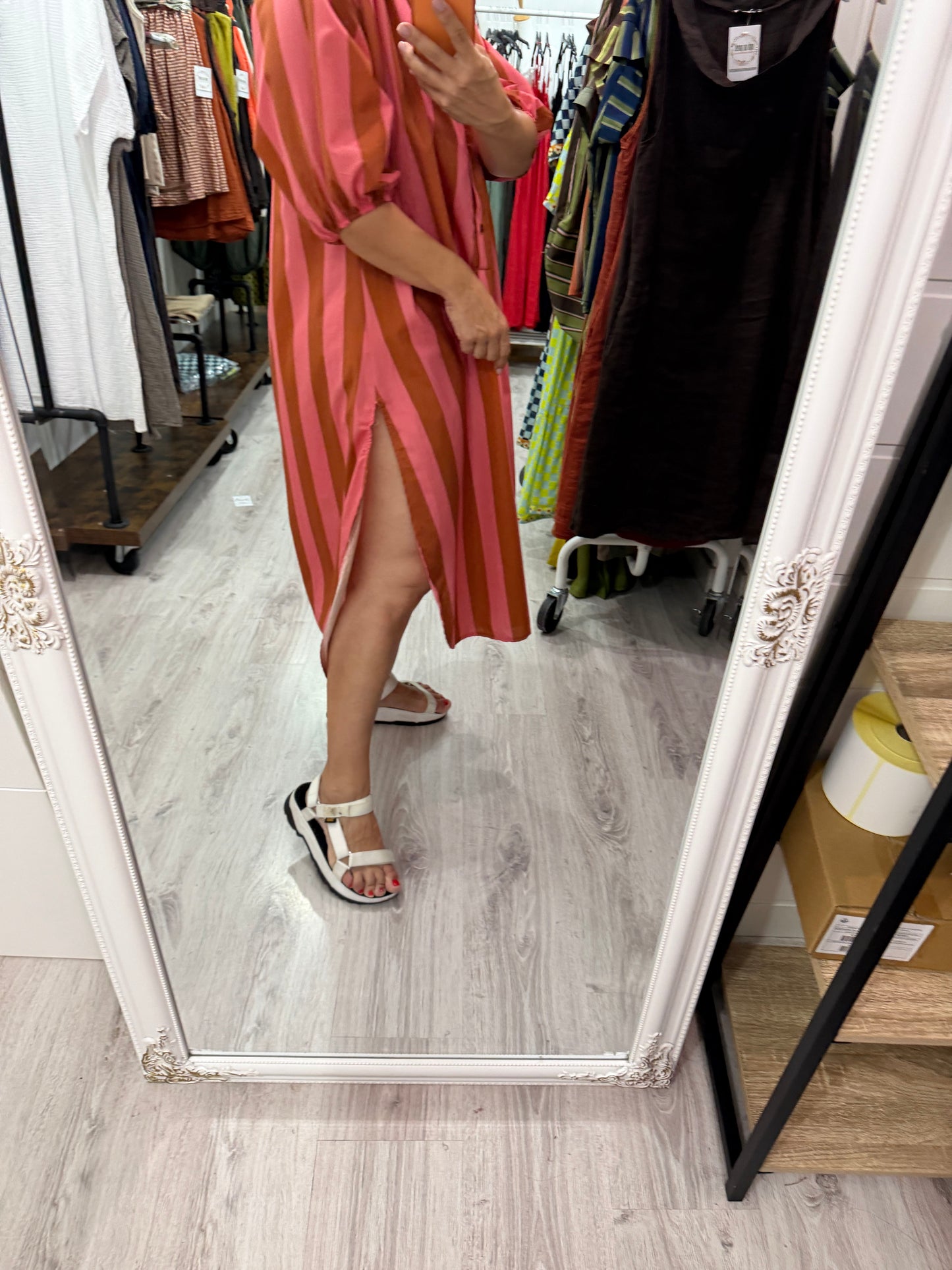 Kaftan Florencia rosa y camel