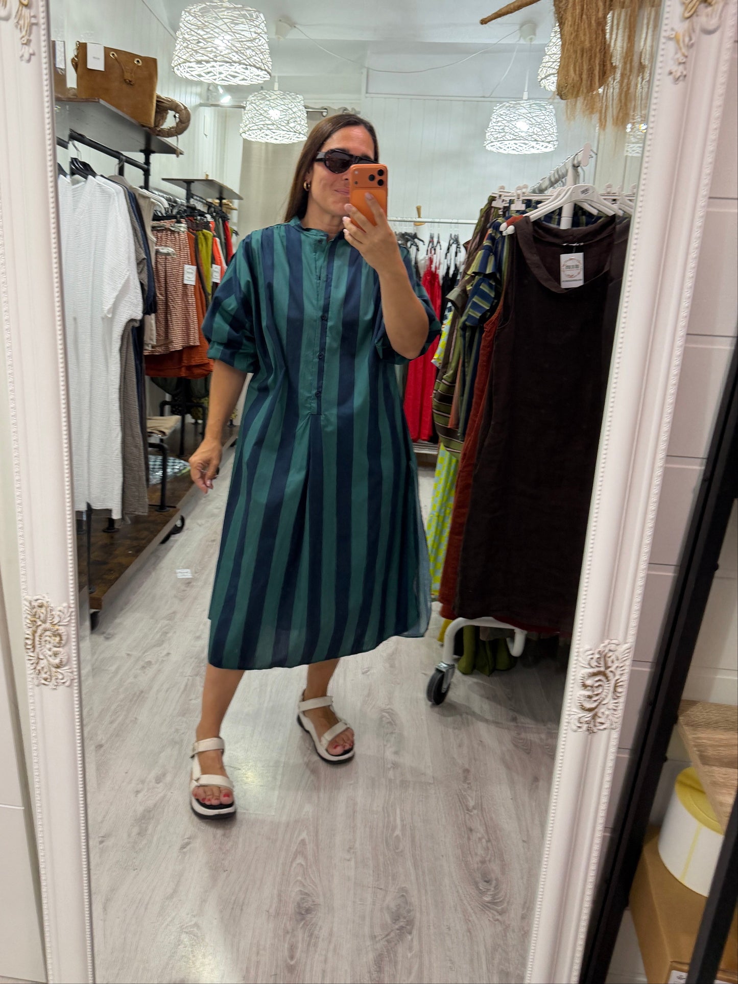 Kaftan Florencia azul turquesa y petróleo