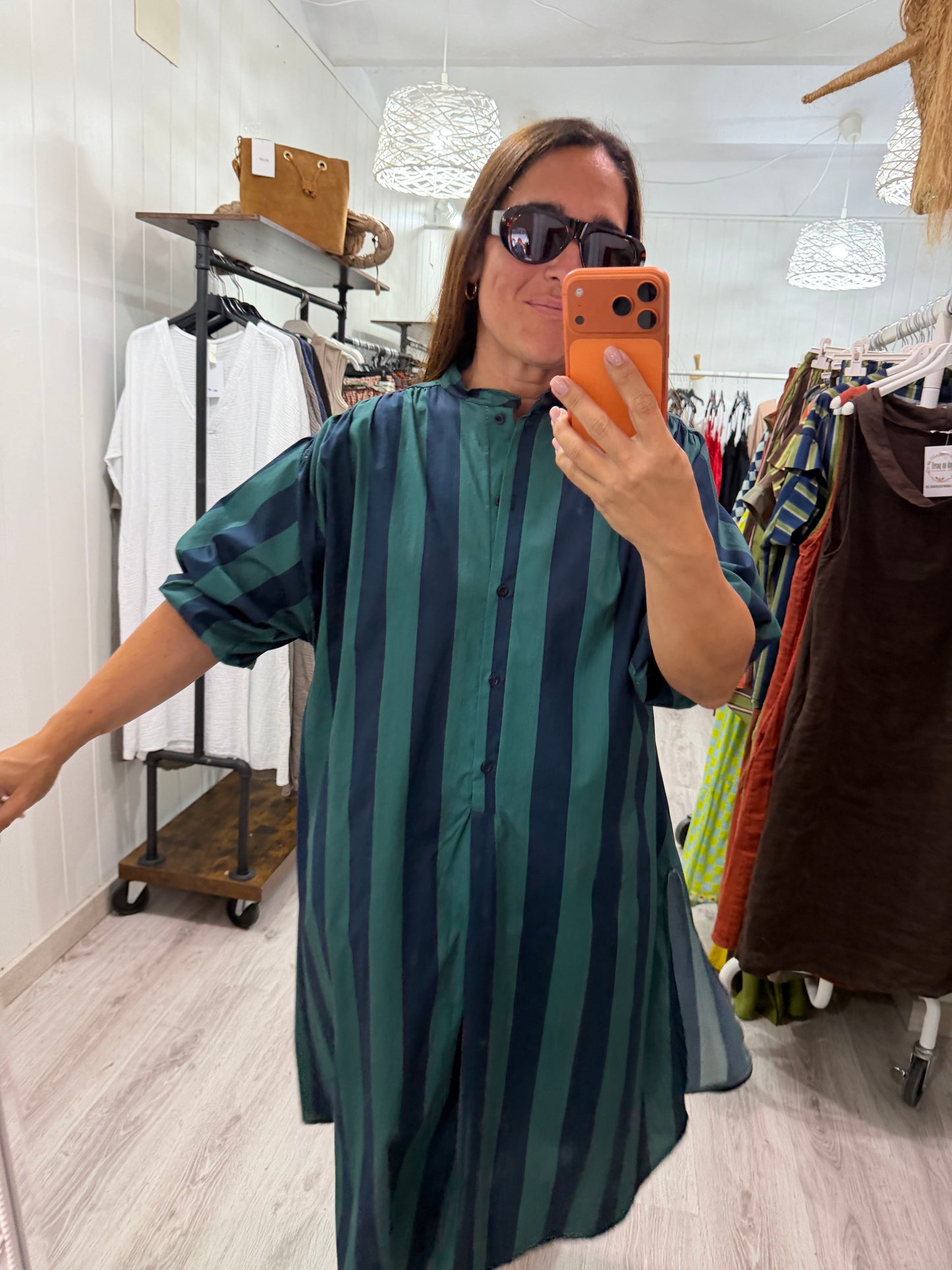 Kaftan Florencia azul turquesa y petróleo