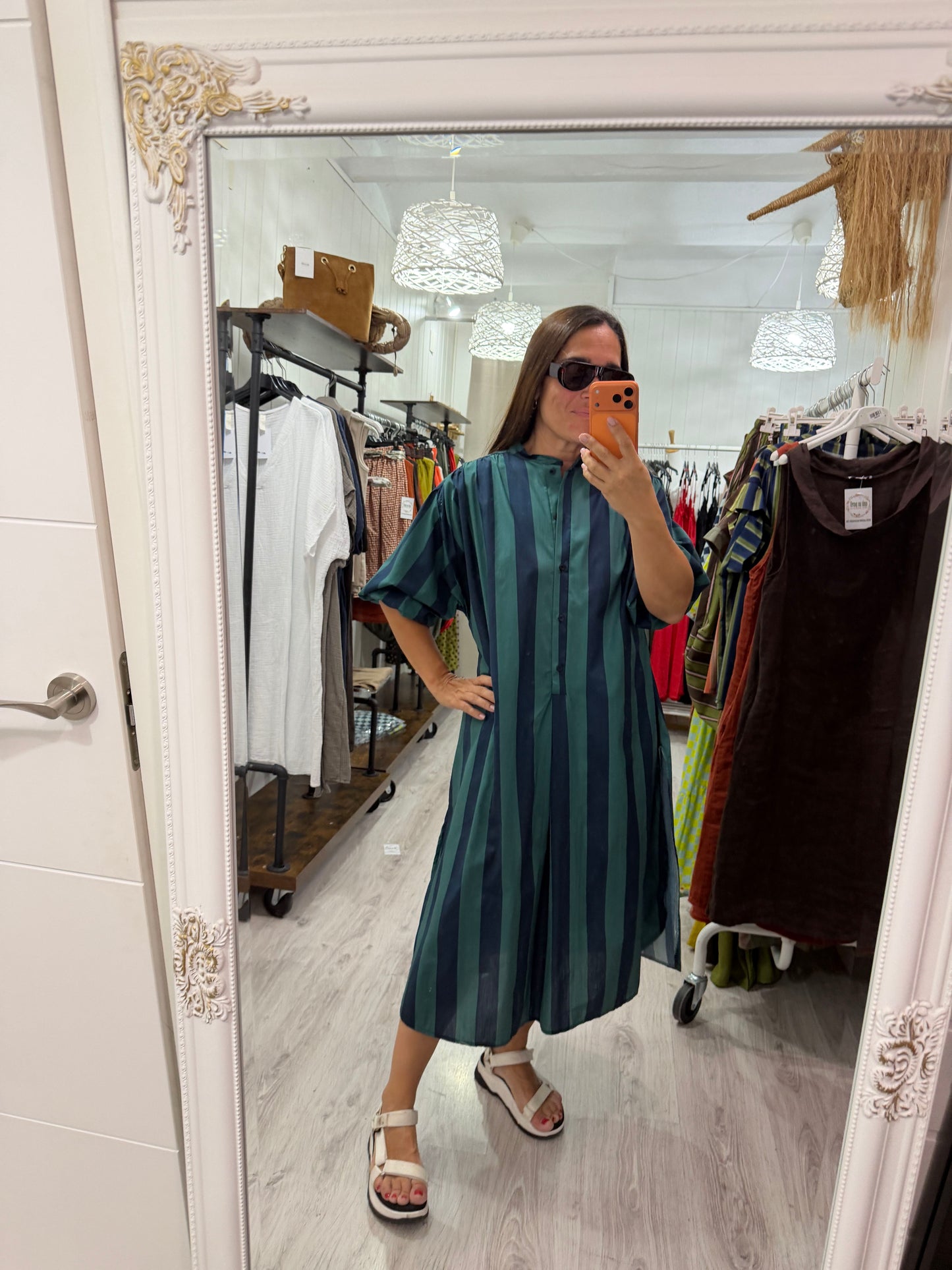 Kaftan Florencia azul turquesa y petróleo