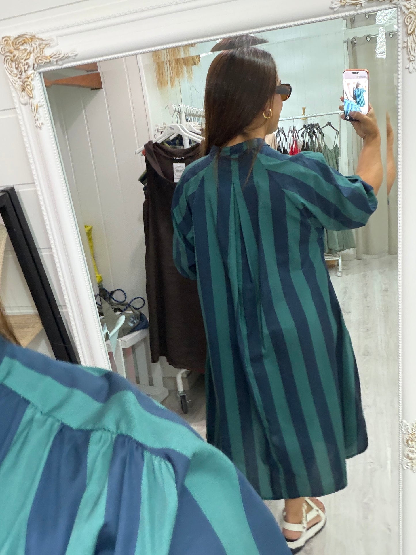 Kaftan Florencia azul turquesa y petróleo